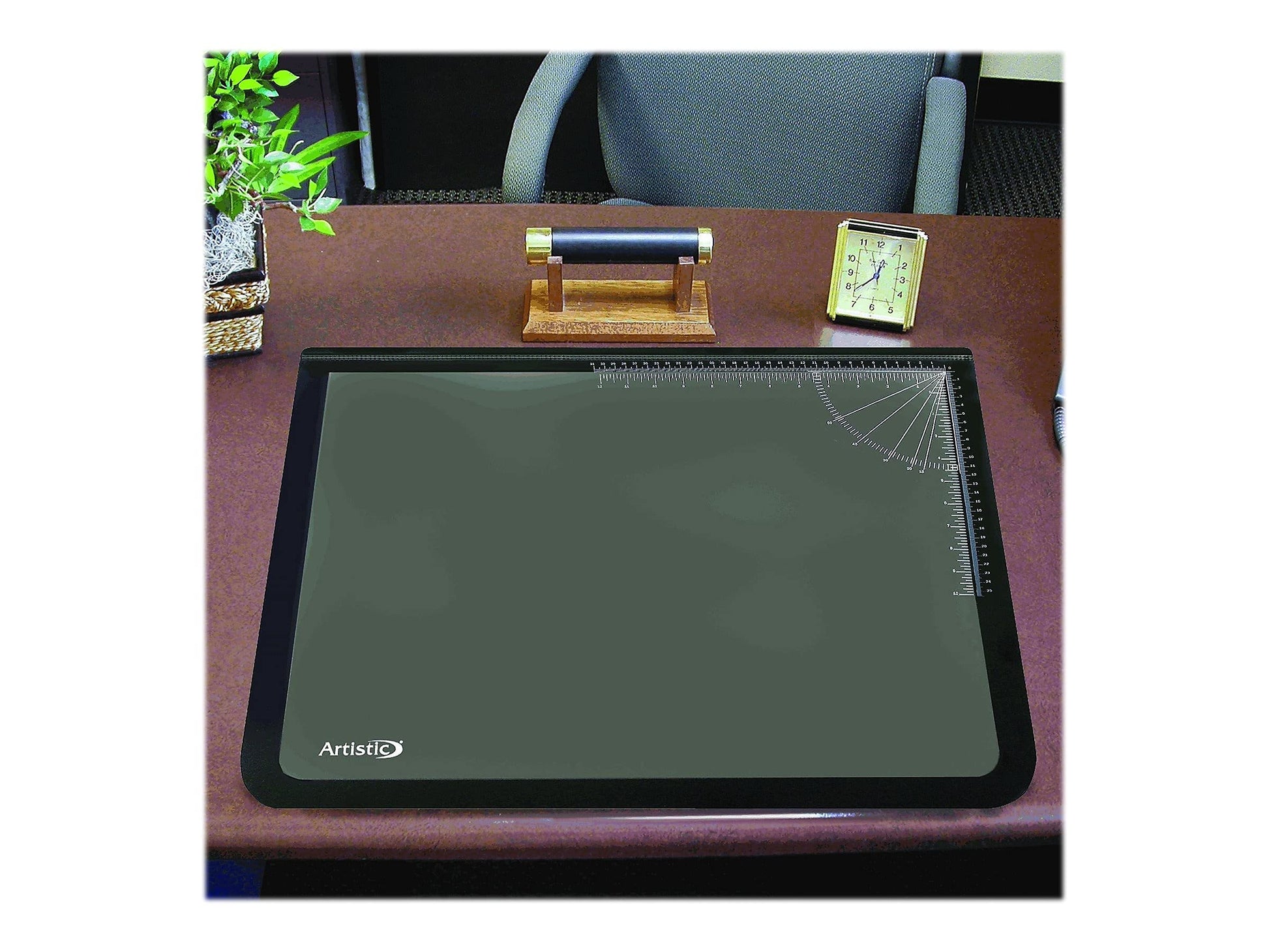 Artistic 41200 Office Products 20" x 31" Logo Pad Lift-top Desktop Organizer Desk Mat, Black/Clear