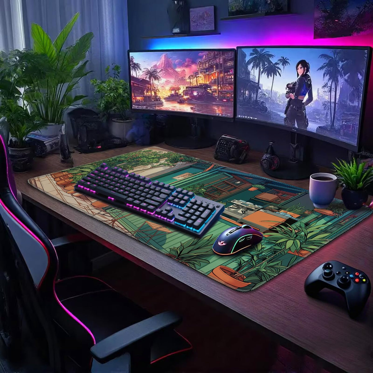 Mcapirivo Gaming Mouse Pad Desk Mat 31.5"x15.7" Japanese Coffee Shop