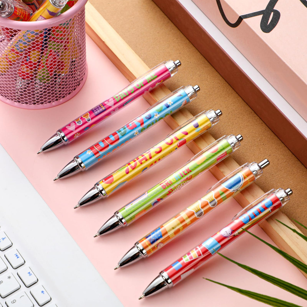 Weekgrat 48 Pcs 100 Days Ballpoint Pen 100 Days Black Ink Retractable Baby Shower Ballpoint Pens
