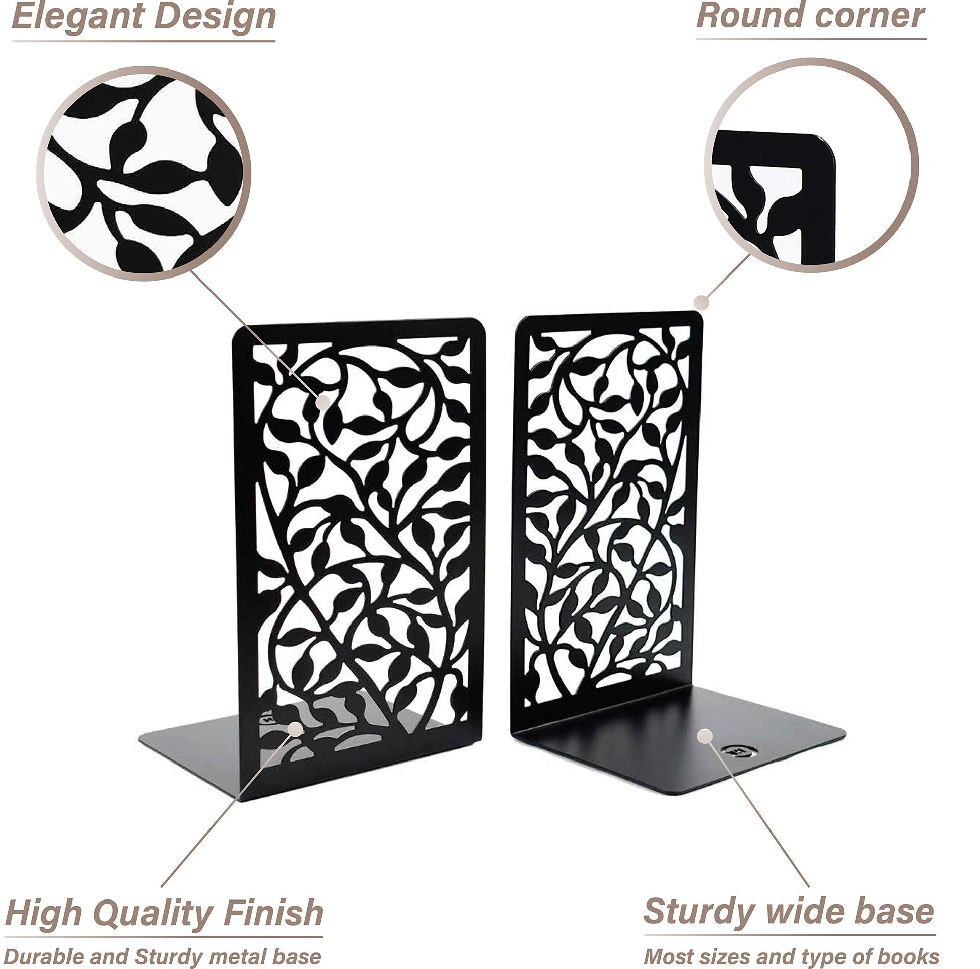 CNK Book Ends for Shelves - Metal Holders for Home Office Heavy Books, Shelf Stoppers, Decorative