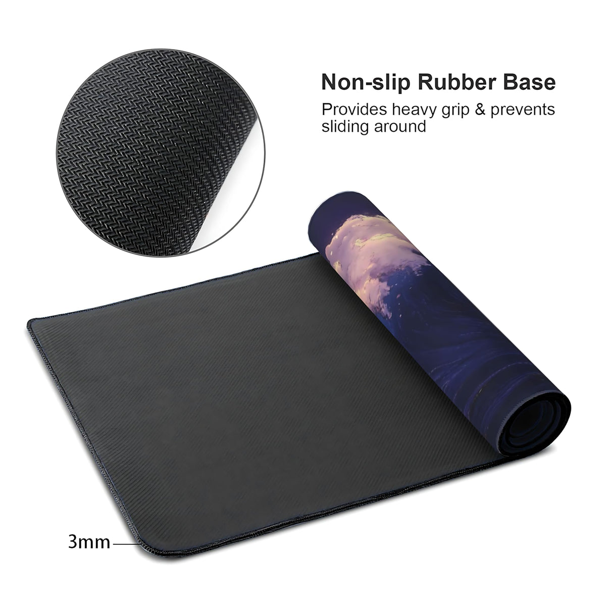 Aesthetic Kanagawa Great Wave Gaming Mouse Pad, Deep Blue Japanese Desk Mat with Anti-Slip Base &