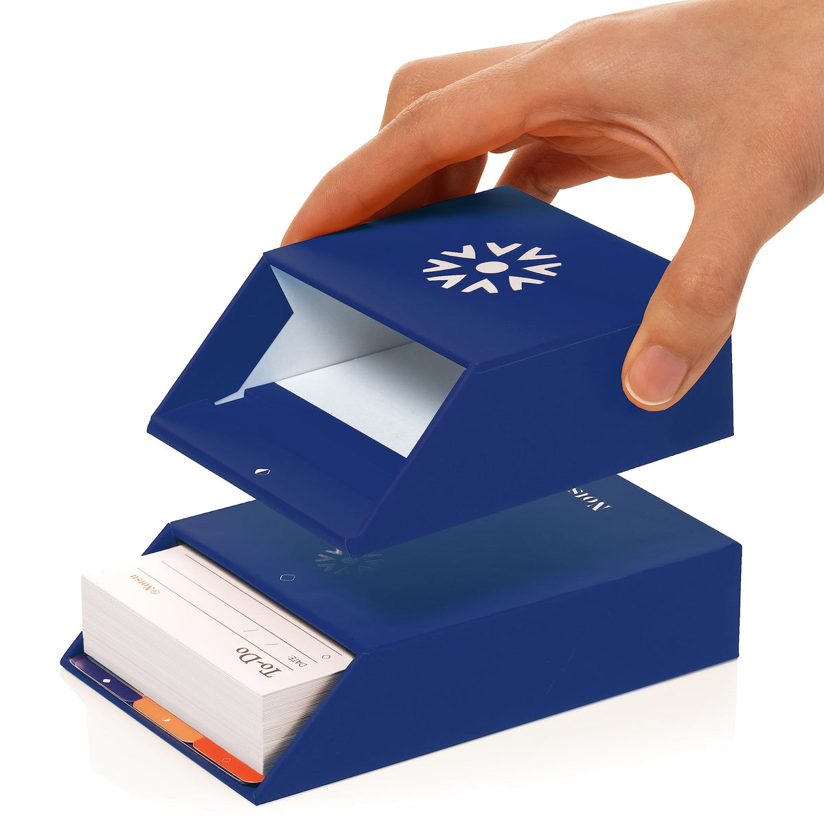 Notsu Centre Rise 3x5 Index Card Holder with 50 To Do List Cards (Blue)