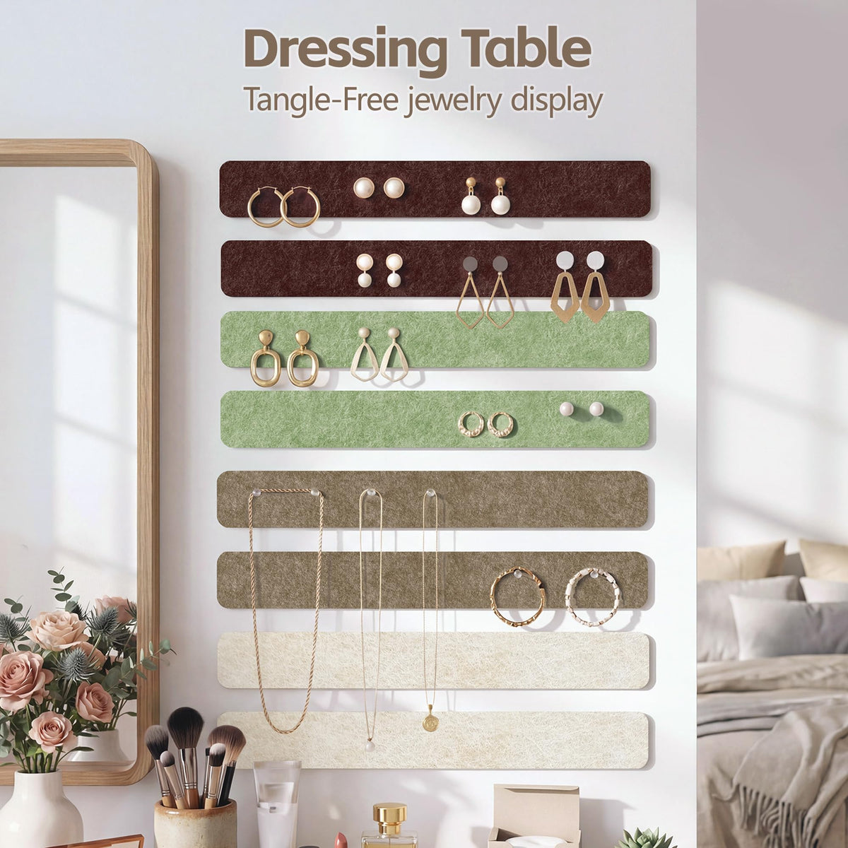 GoTiling 8 Pack Felt Pin Board Bar Strips for Walls - Self-Adhesive Cork Board Alternative, Small