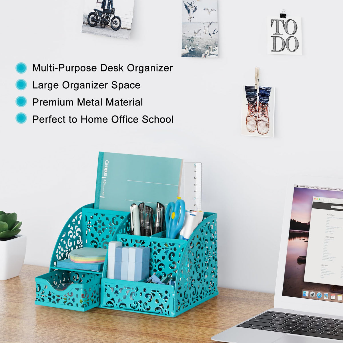 EasyPAG Desk Organizer and Pen Holder for Desk, Mesh Office Supplies Storage Caddy with Drawer for