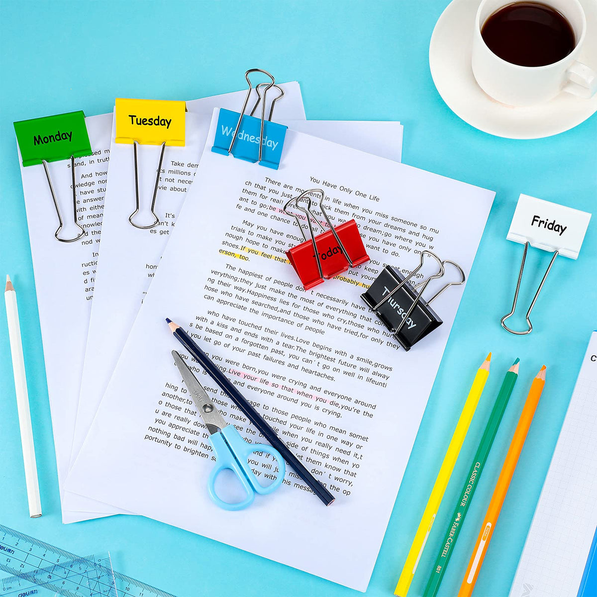Tenare 6 Pack 2 Inch Teacher Binder Clips, Classroom Paper Organizer