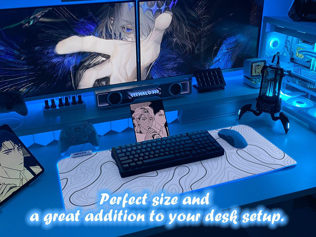 JMIYAV White Gaming Mouse Pad RGB Mousepad 31.5x12In Non-Slip Rubber Base Extra Large Cool XL XXL