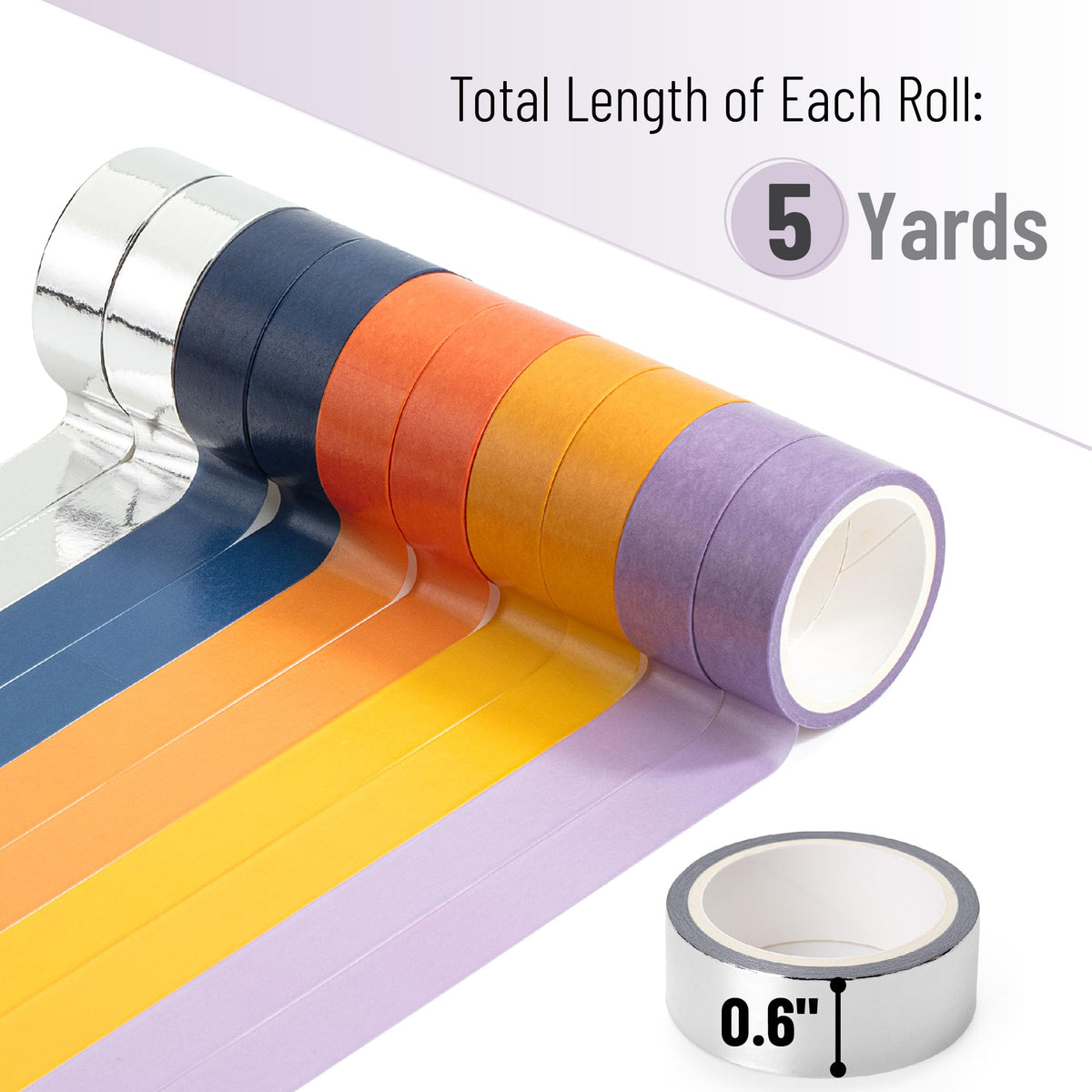 Mr. Pen- Washi Tape Set, 10 Rolls, 5 Yards/Roll, Washi Tape for Scrapbook