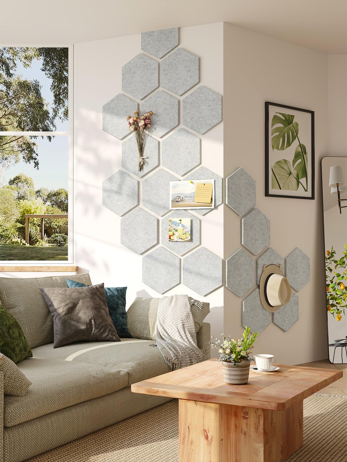 Uoisaiko 8-Pack Hexagon Felt Bulletin Board Tiles, Cork Board Alternative