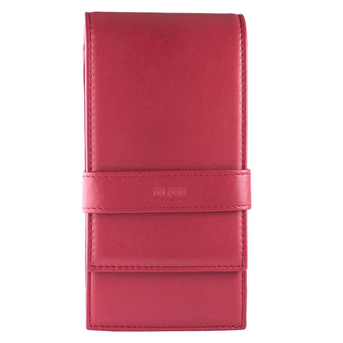 DiLoro Leather Quad Pen Case Pencil Pouch Holder for Four Fountain Ballpoint Rollerball Pens and