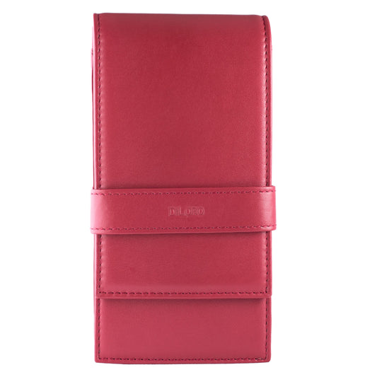 DiLoro Leather Quad Pen Case Pencil Pouch Holder for Four Fountain Ballpoint Rollerball Pens and