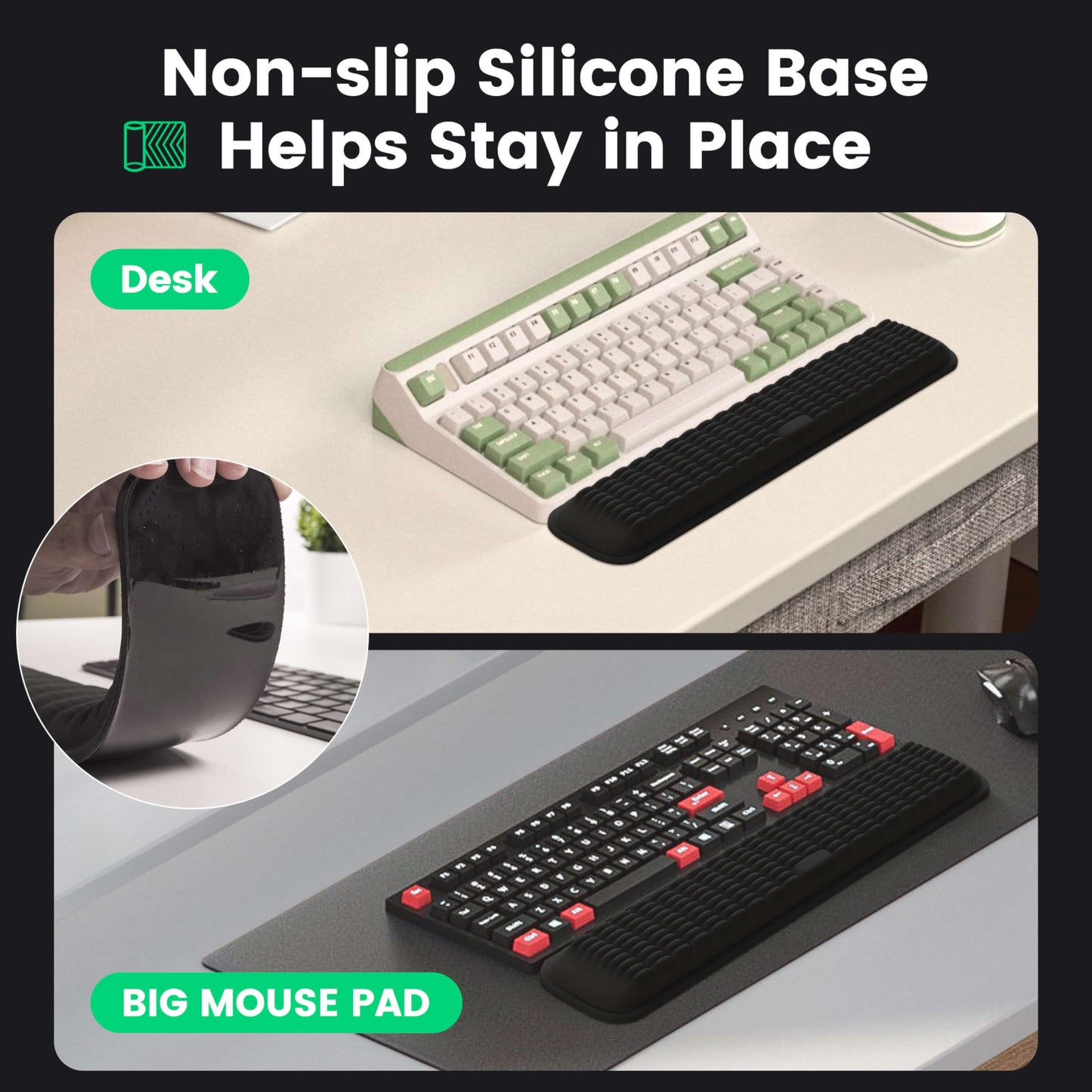 MEKASS Keyboard Wrist Rest, Soft Memory Foam Wrist Support, Keyboard Hand Rest Pad for Wrist Pain
