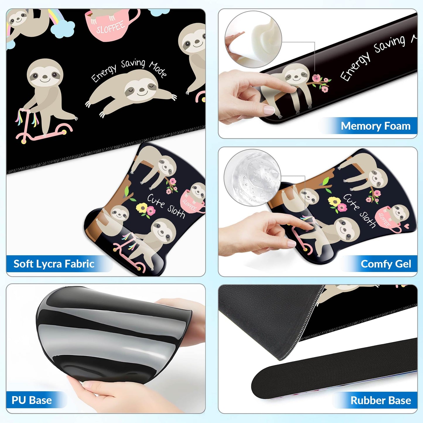 VINEBURY Desk Mat Set Keyboard and Mouse Pad with Wrist Rest Support