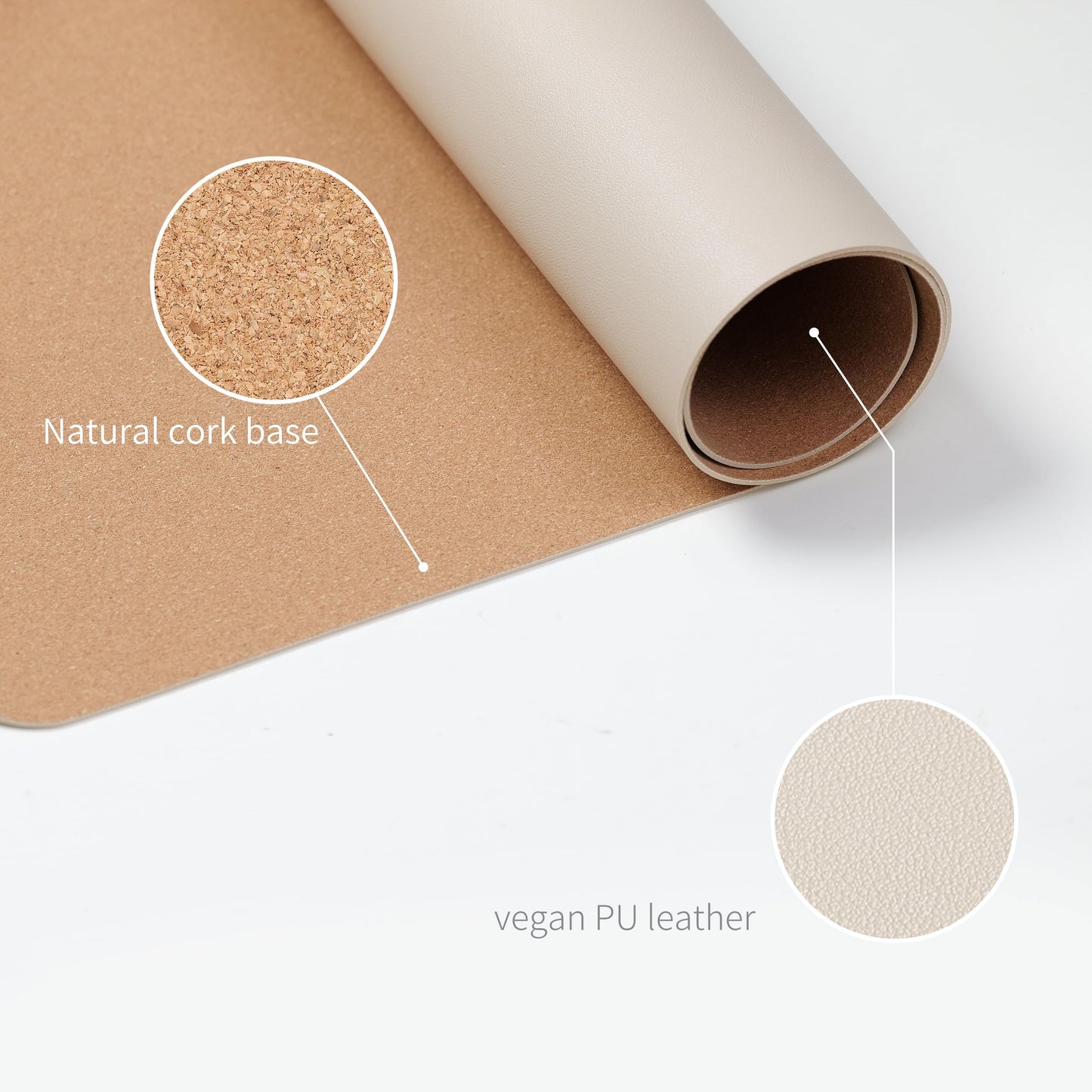 RENMTURE Desk Pad, Cork & PU Leather Desk Mat, Large Mouse pad, Non-Slip Desk Protector and