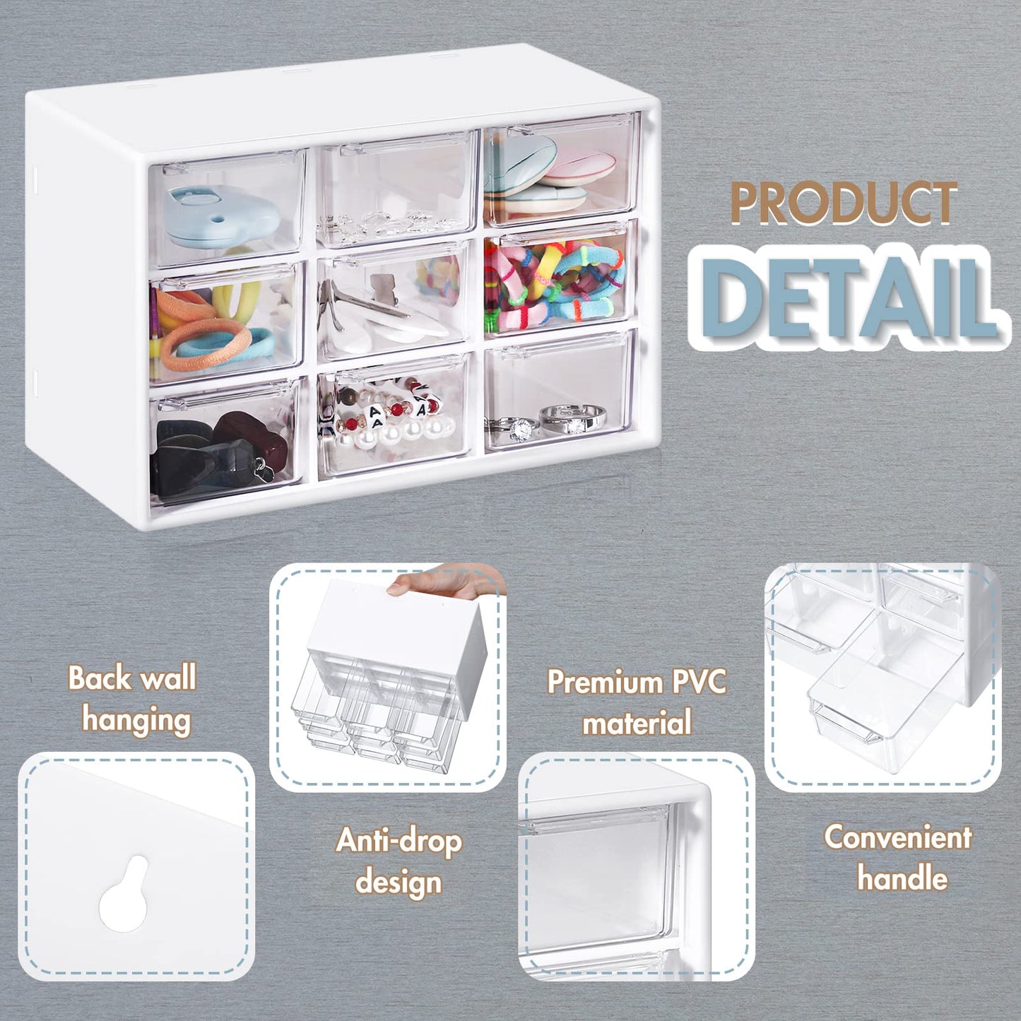 Amyhill 6 Pcs Mini Drawer Organizer Small Organizer with 9 Drawers Plastic Desktop Craft Storage