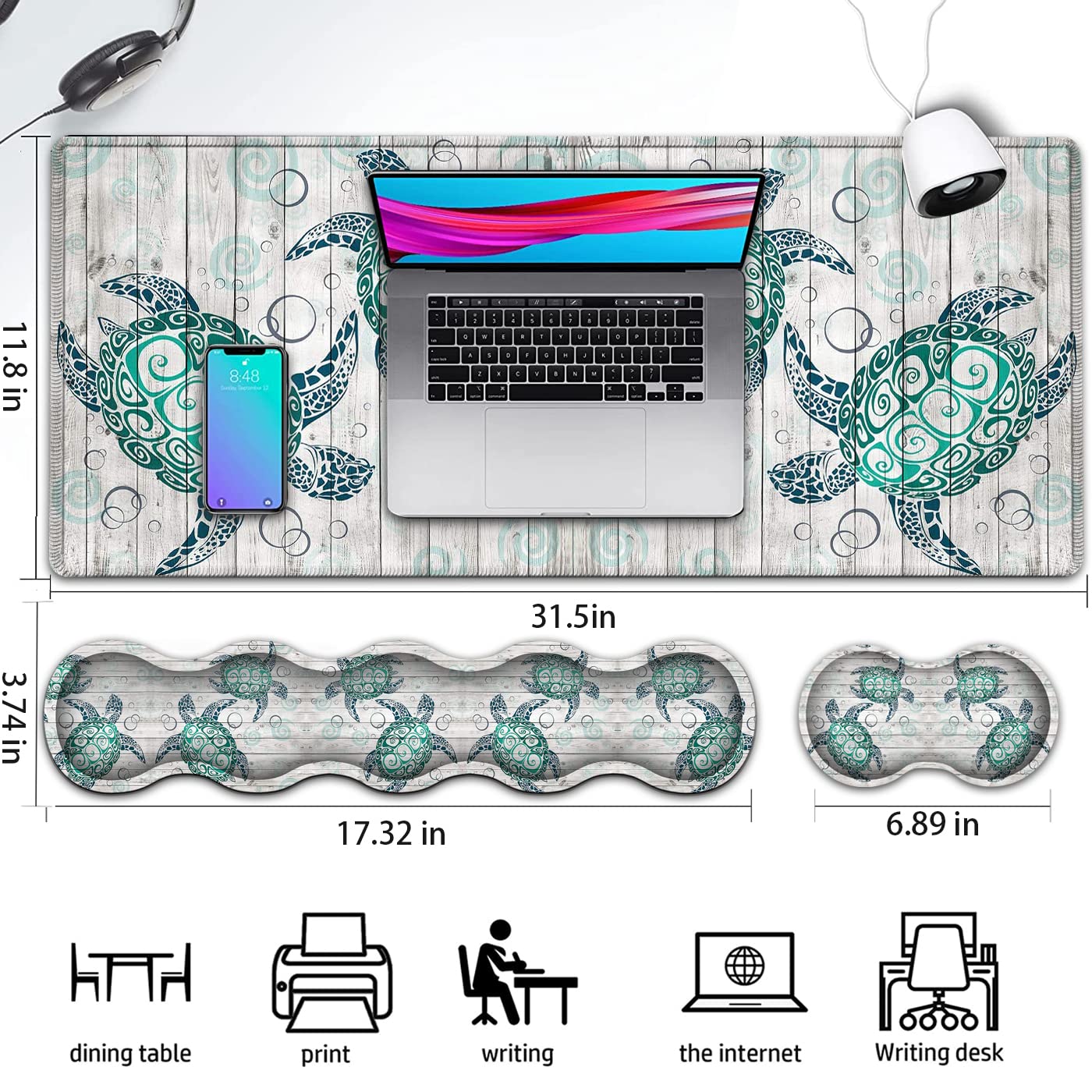 Gaming Mouse Pad and Keyboard Wrist Rest, Large Extended Mouse Pad 31.5X 11.8,Ergonomic Memory Foam