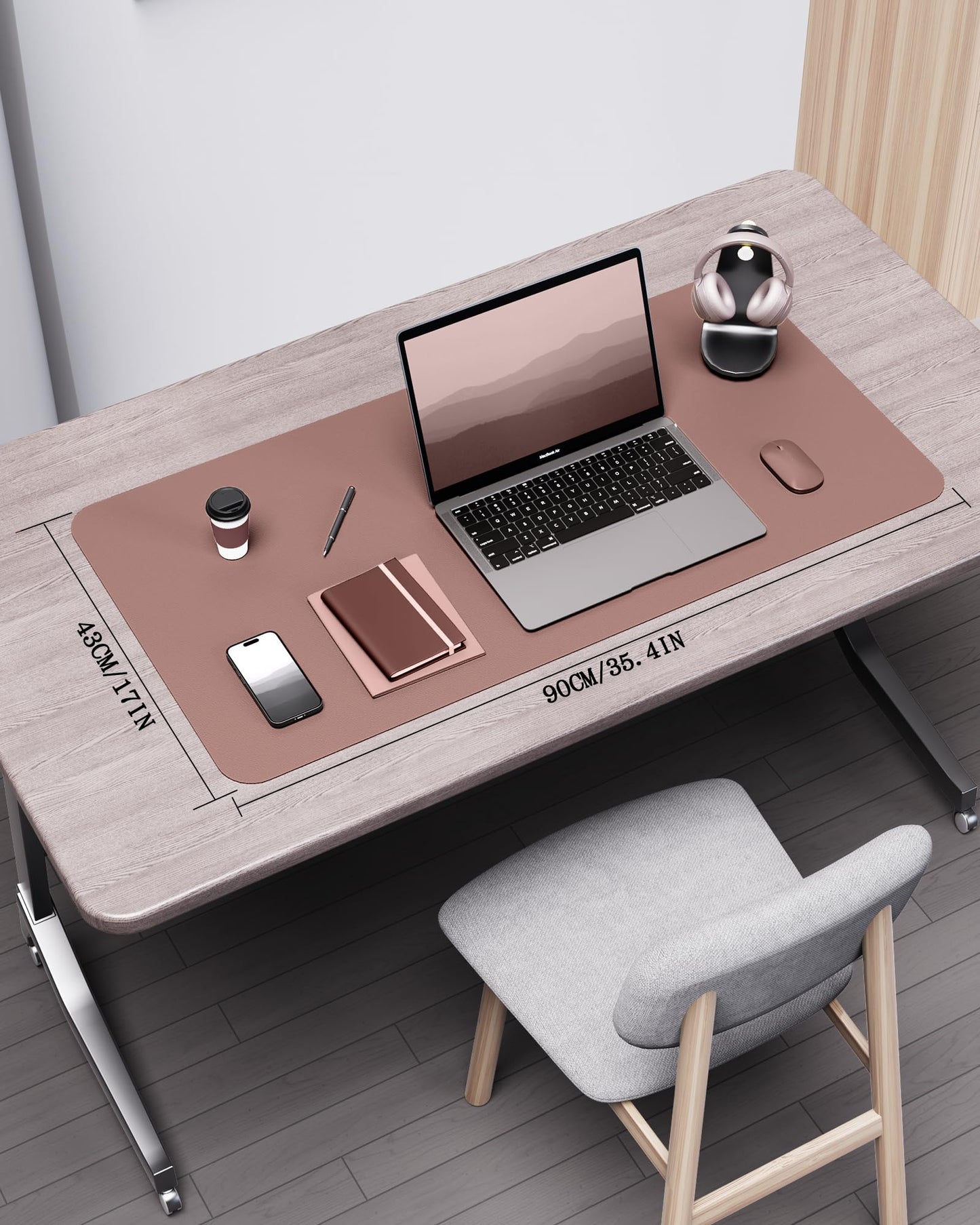 YSAGi Double-Sided Desk Pad, 35.4"x17" Leather Desk Mat, Eco Cork Desk Pad Protector,Large Mouse