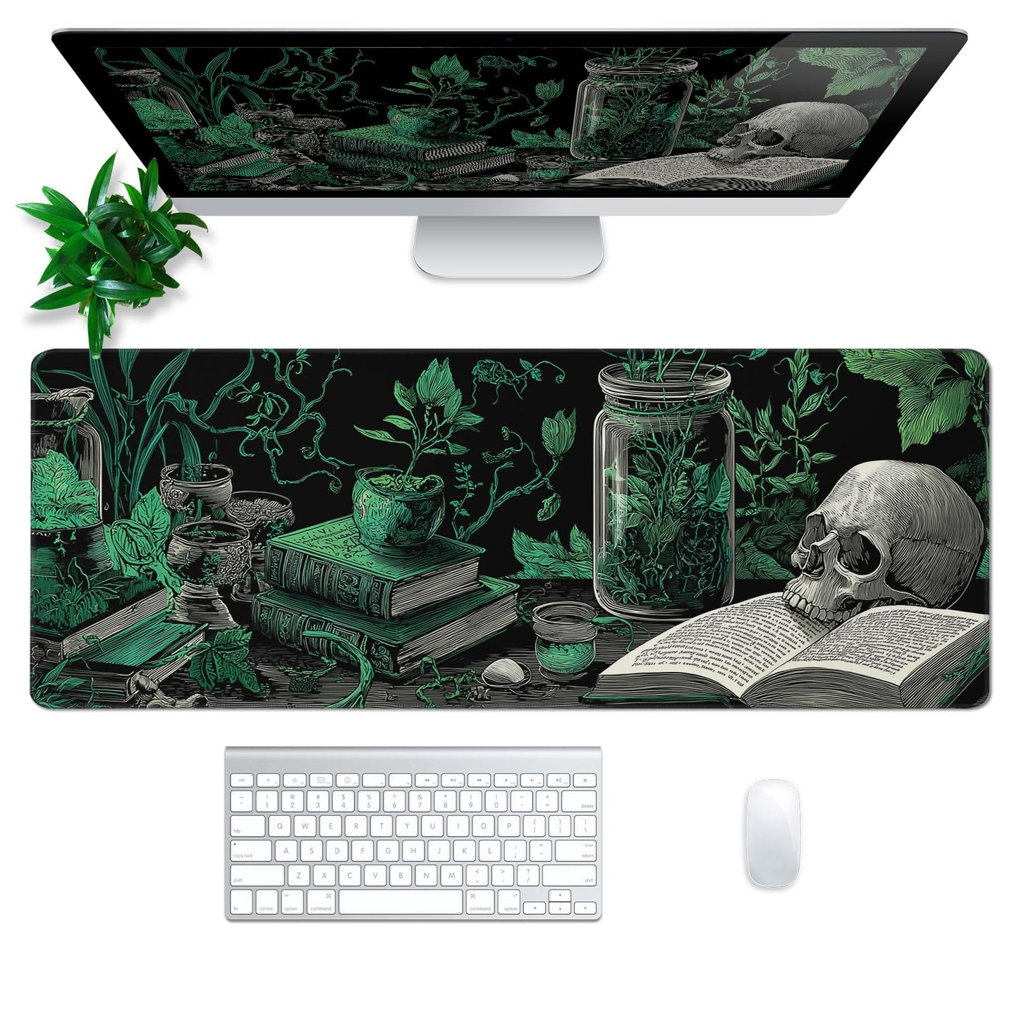 Dark Academia Mouse Pad Abstract Book Theme Mouse Pad 31.5x11.8 Inch Texture Non-Slip Rubber Base