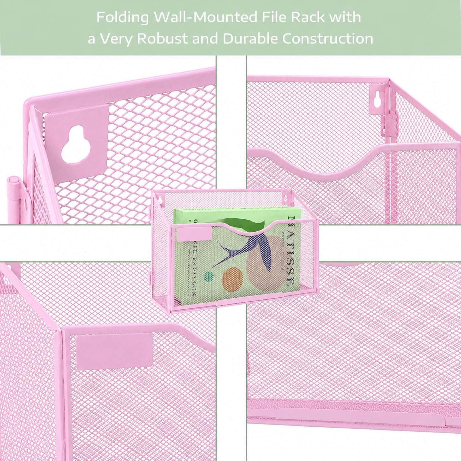 IOUGDSEC 6 Packs 1 Tier A4 Mesh in Tray Hanging Wall File Holder Magazine Document Holder Mail