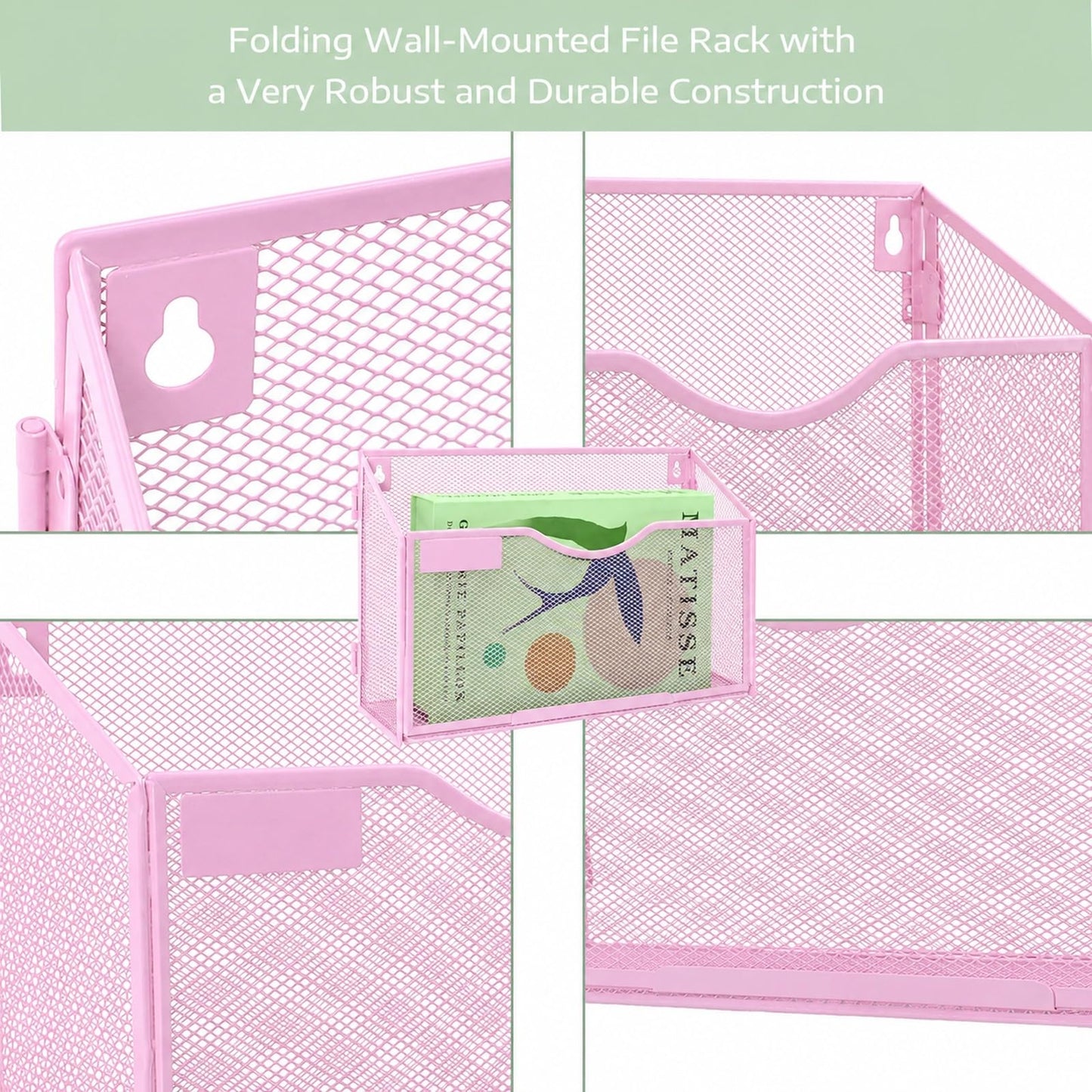 IOUGDSEC 3 Packs 1 Tier A4 Mesh in Tray Hanging Wall File Holder Magazine Document Holder Mail