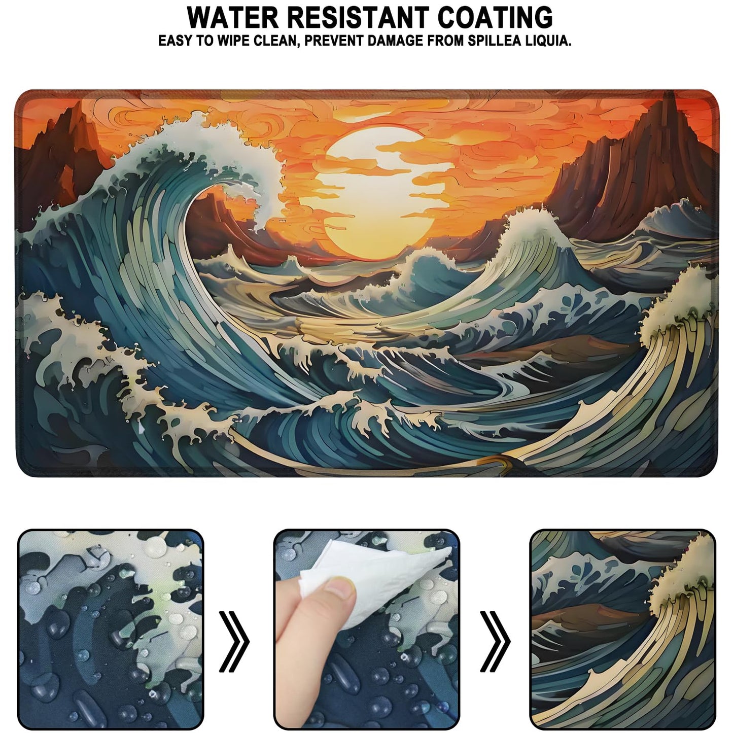 Gaming Mouse Pad, Waterproof Extra Large Mousepad with Stitched Edges, 31.5" x 15.7" Non-Slip