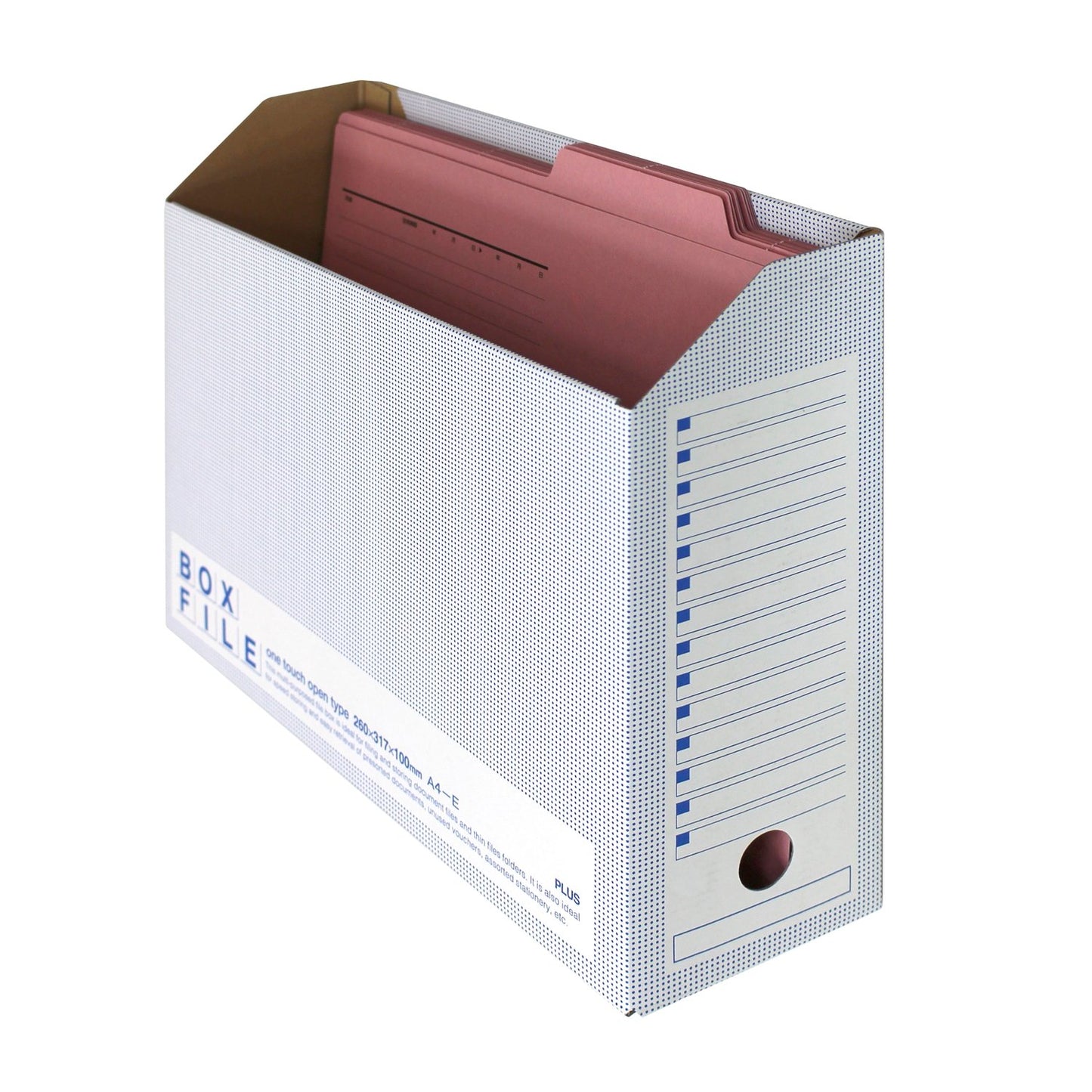 Plus 553-988 Economy File Box, 10 Notebooks, A4 Horizontal, Back Width: 3.9 inches (100 mm), Blue