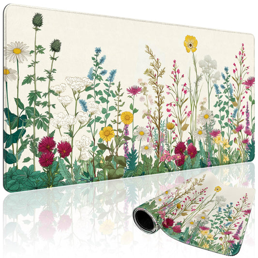Mcapirivo Wildflower Garden Large Desk Mat Gaming Mouse Pad 31.5"x15.7"