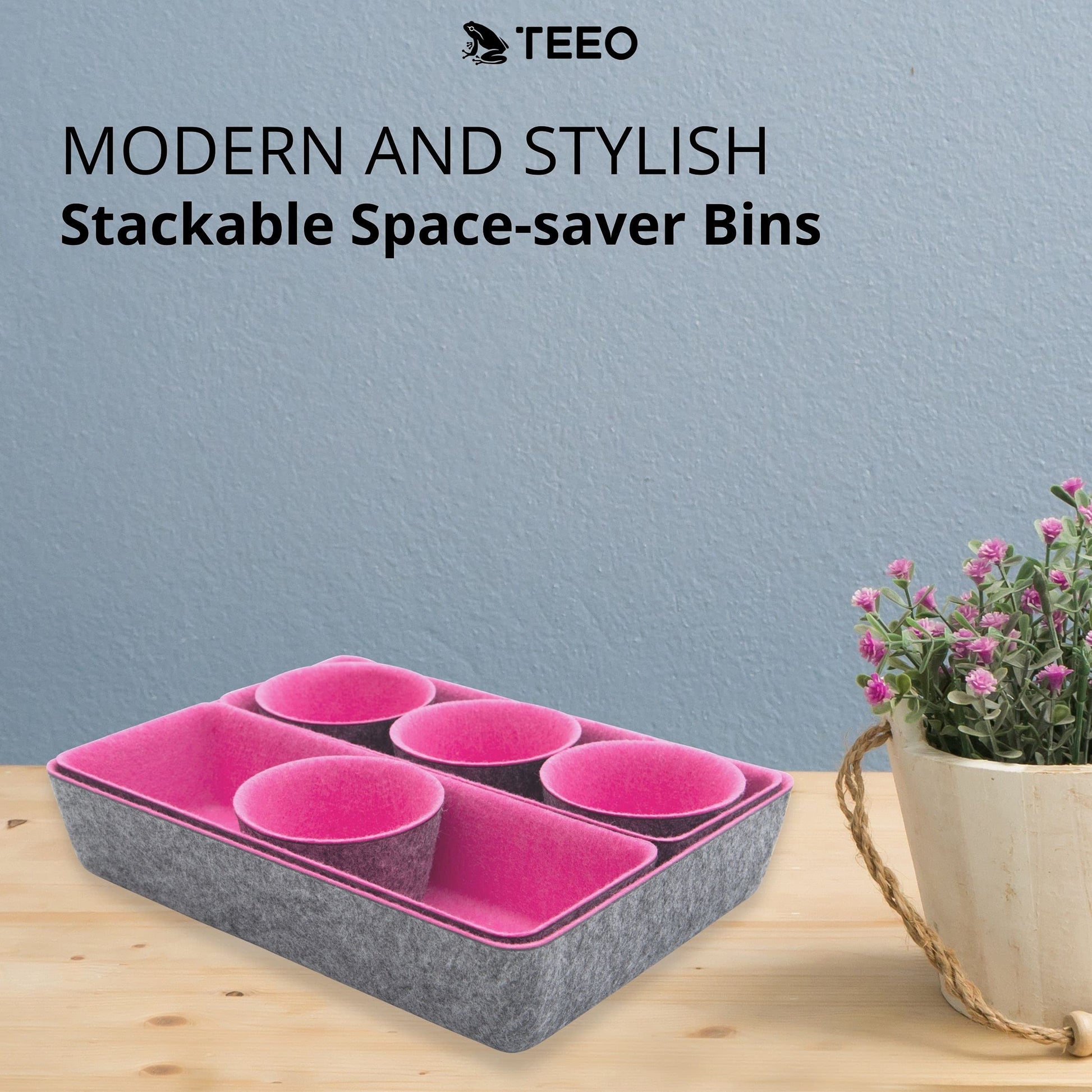 Teeo - Desktop Storage Drawers - Makeup Organizer Drawers - Office Drawer Organizer Tray - Pink