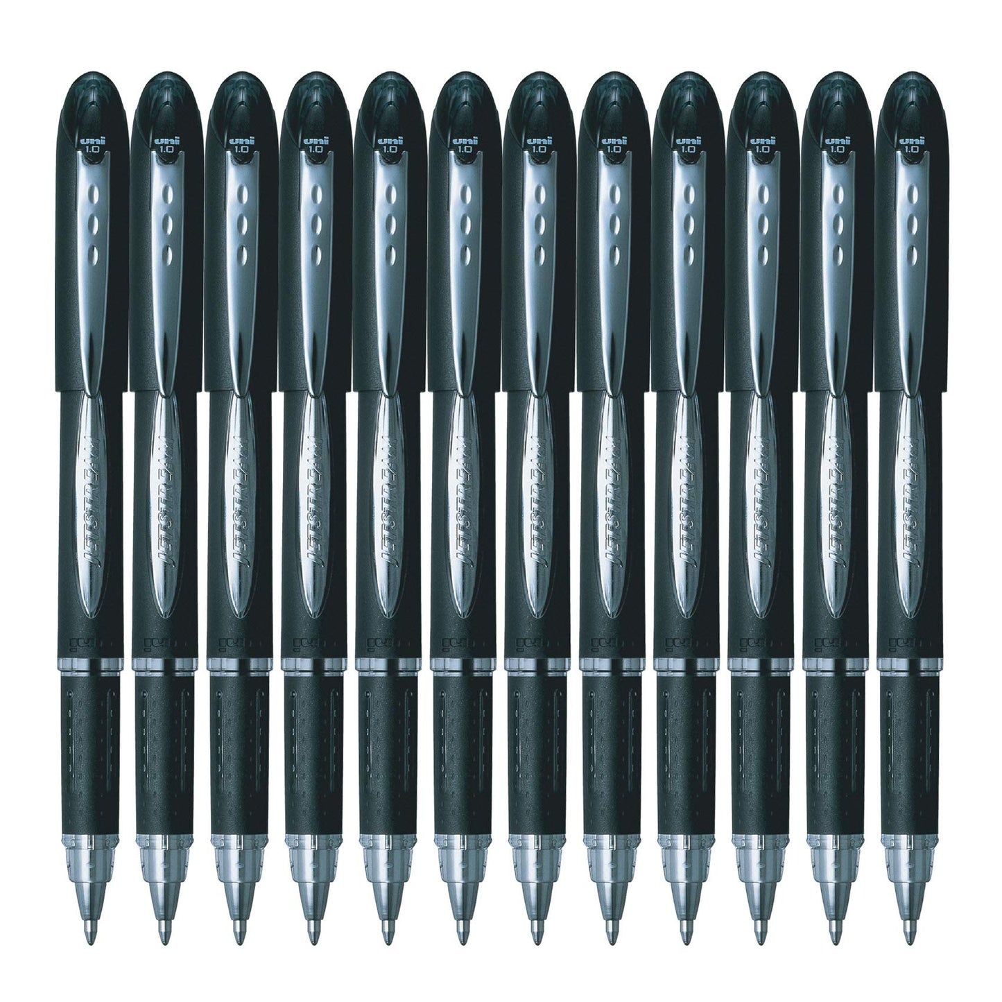 Uni-ball SX210 Jetstream Rollerball Pen Rubber Grip 1.0mm Tip 0.7mm Line Black Ref 9008000 [Pack of