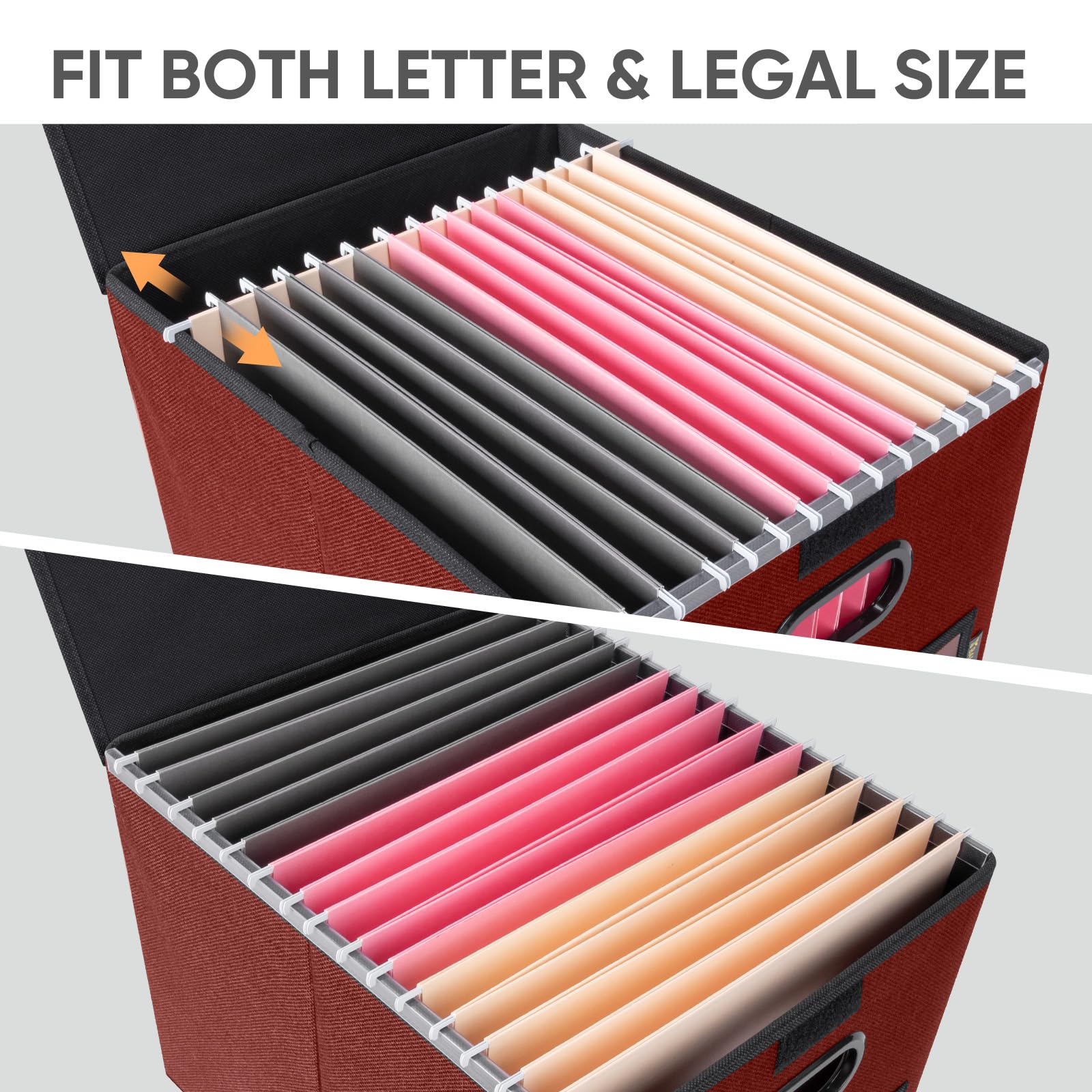 BALEINE File Organizer Box with Lid, Collapsible Hanging File Storage Box