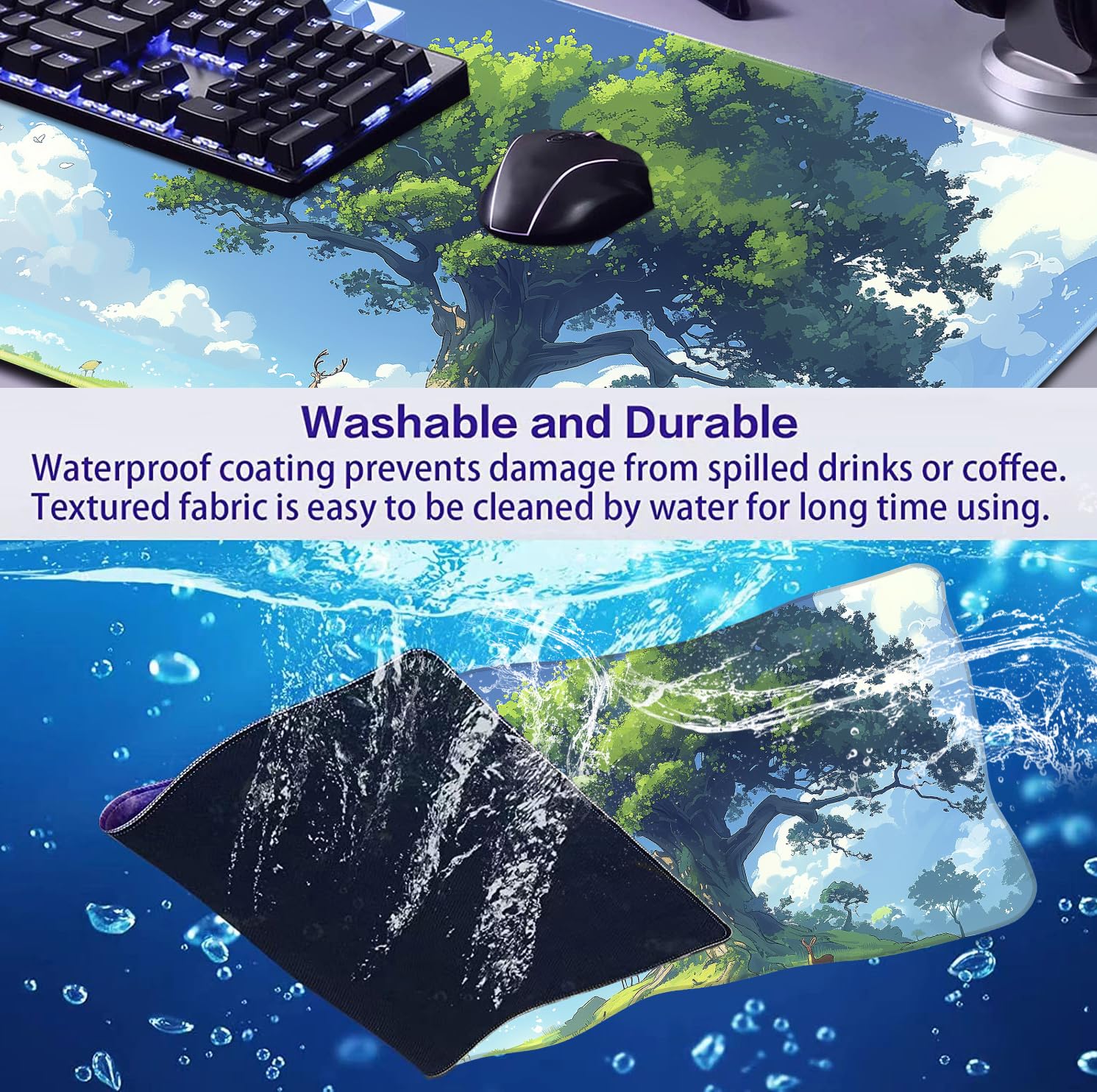 Large Green Plant Outdoor Landscape Office Desk Pad, Computer Mouse Pad