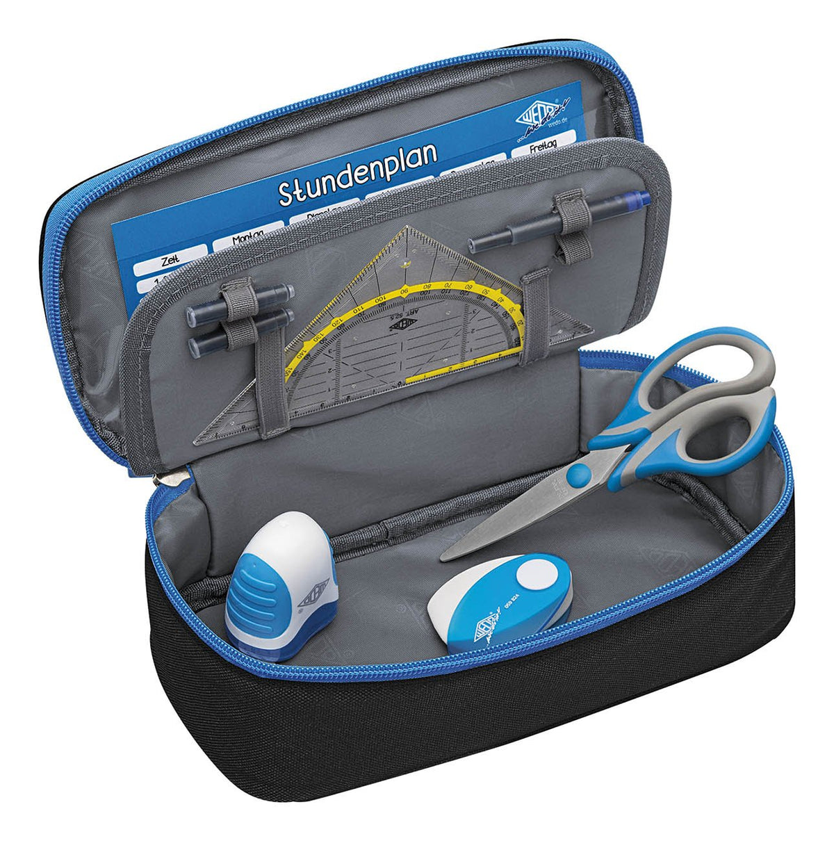 Wedo 24243010 Pencil Case with Inner Flap - Black/Blue