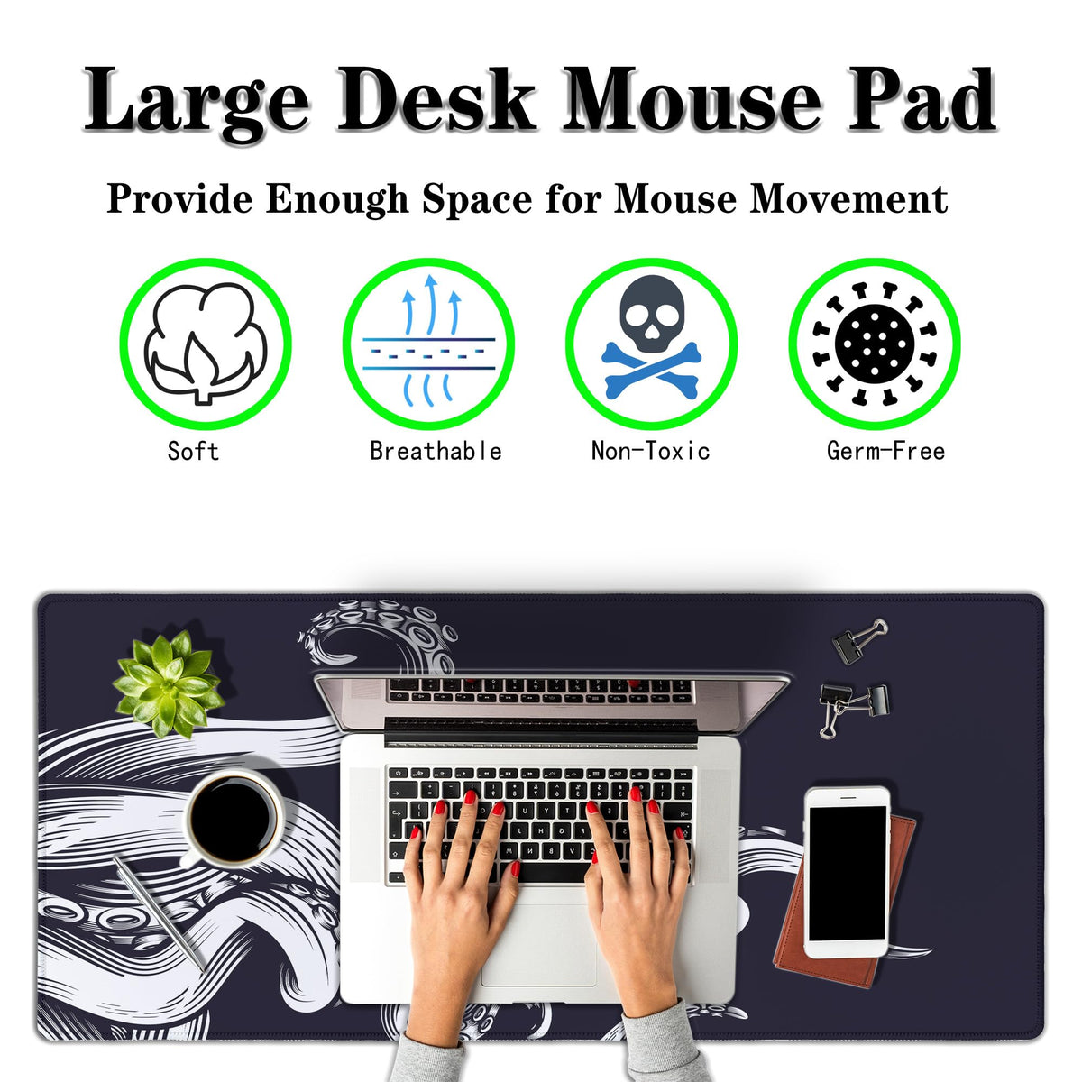 Samgula Game Mat Black Gaming Mouse Pad Extra Large Mouse Pads Computer Desk Accessories for Men
