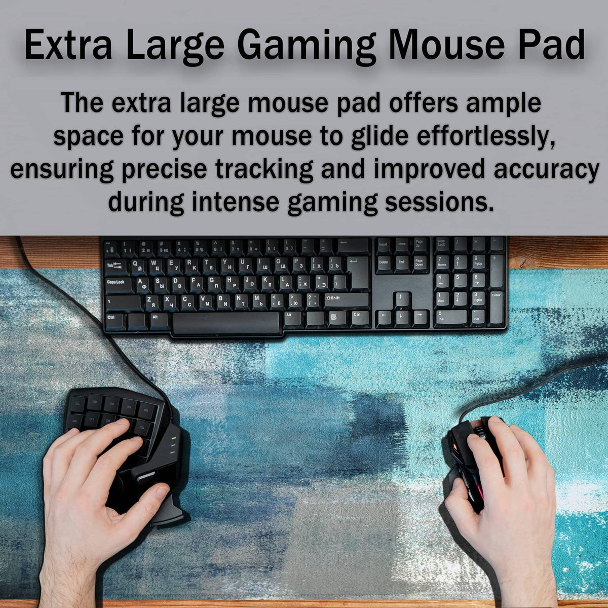Samgula XXL Mouse Pad Turquoise and Gray, Extra Large Mouse Pad Gaming Desk Mats, Oversized