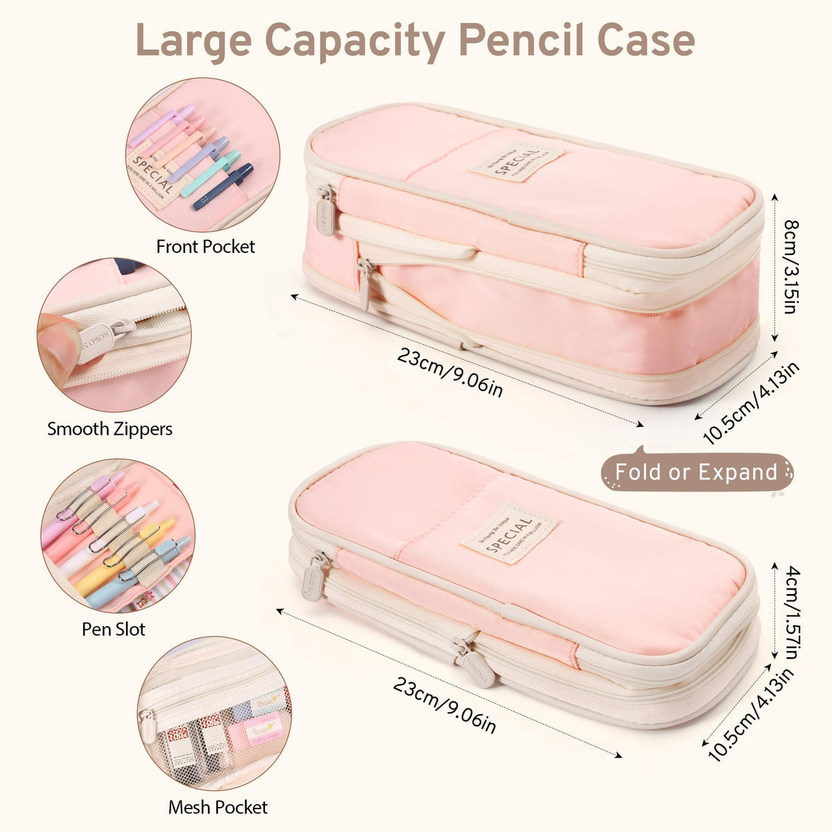 DazSpirit 62PCS Aesthetic Stationery Set with Foldable Pencil Case, Pink