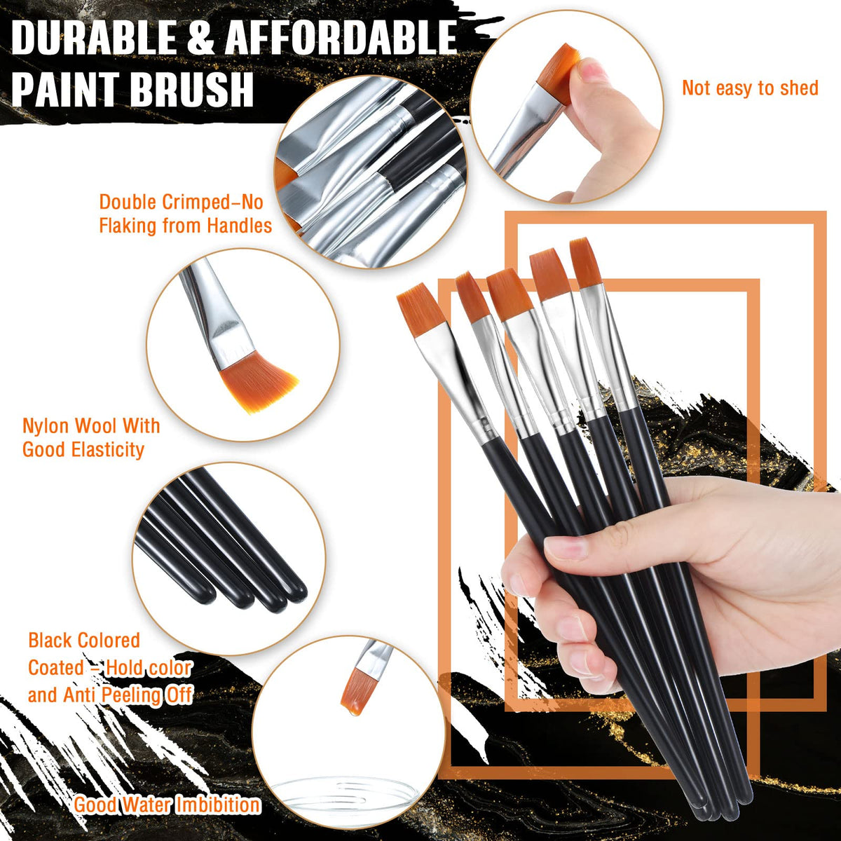 Zonon 20 Pcs Flat Paint Brushes Acrylic Painting Craft Accessories Classroom Prizes Gifts Small