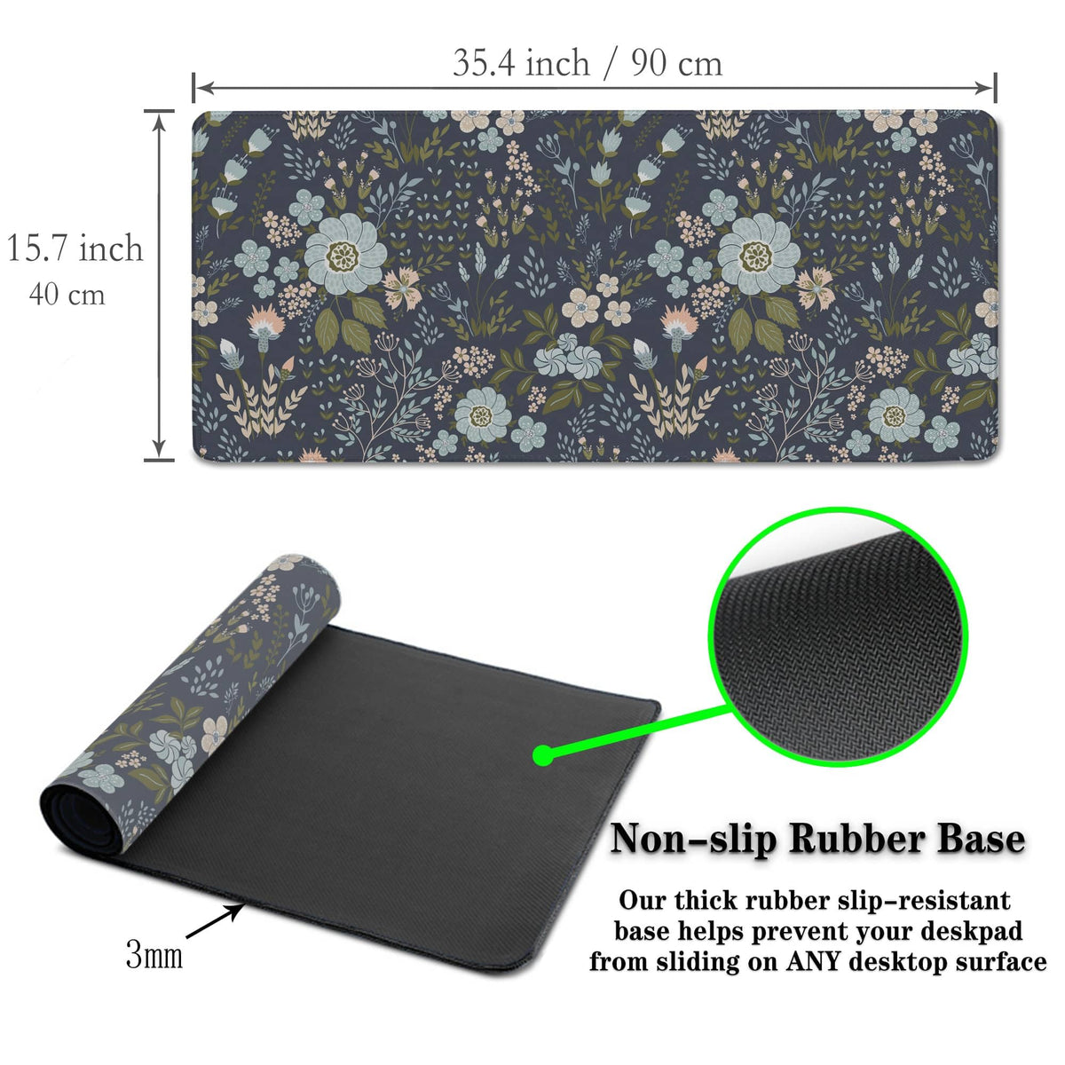 Samgula Office Desk Pads Floral Pattern Jumbo Mouse Pad Gaming Mousepad Large Mouse Pads The Desk