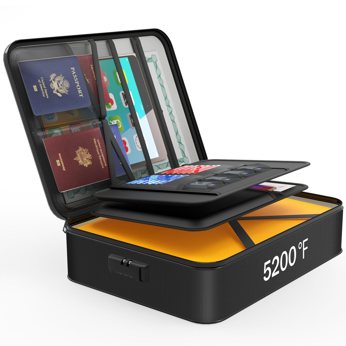 Noiposi Document Organizer with 5200℉ Heat Insulated, 16.1"x11.4"x4.3" Waterproof and Fireproof