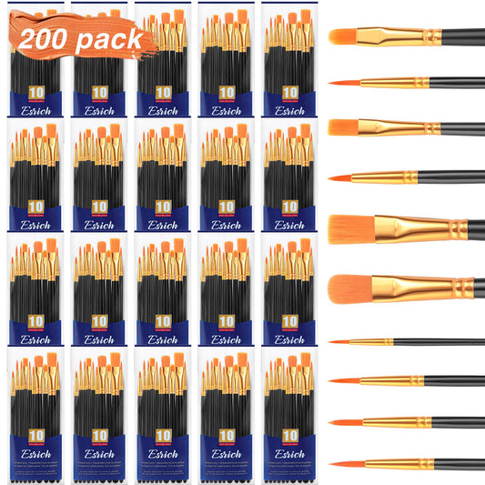 ESRICH 200PCS Paint Brushes, Paint Brush for Acrylic Painting