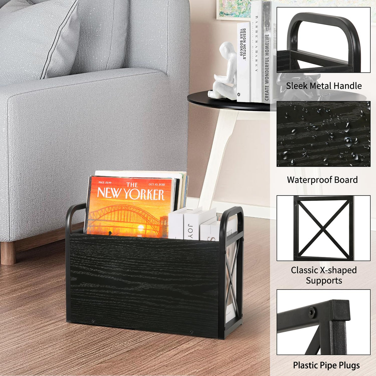 YINMIT Magazine Holder, Magazine Rack Floor, Magazine Storage Basket, Folder Organizer Bin for