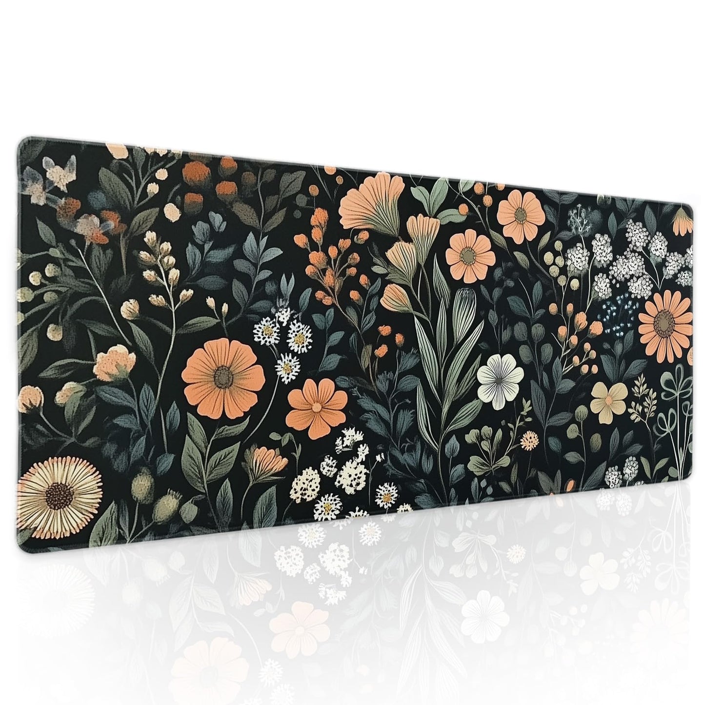 Aesthetic Dark Flower Gaming Mouse Pad XL Floral Plant Botanical Flowers Extended Big Large Desk