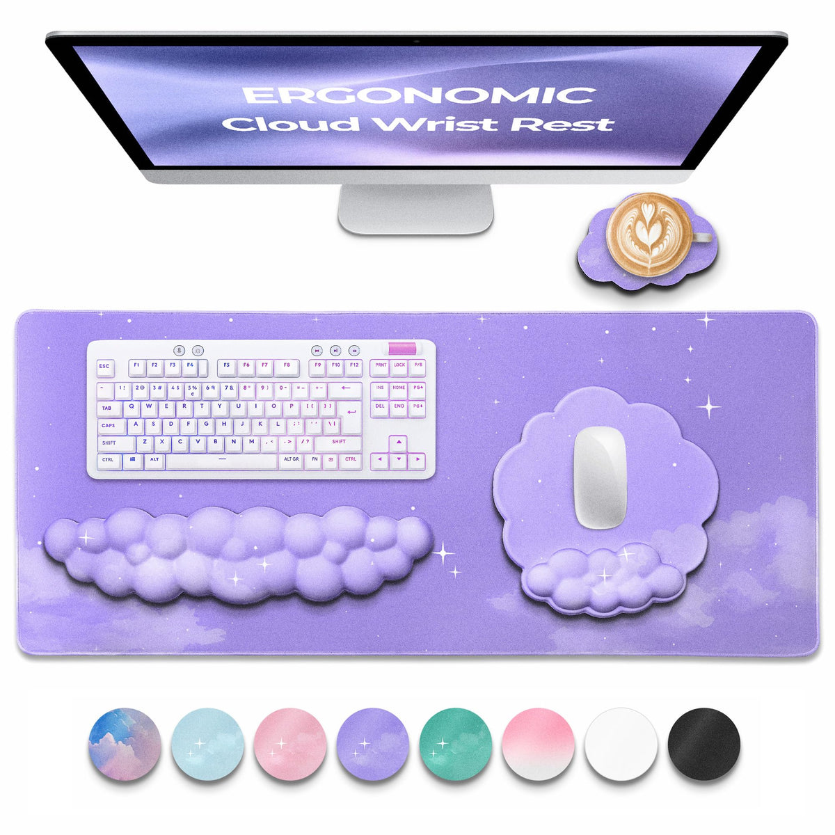 TheTrulyCharter Premium Quality Cloud Wrist Rest Keyboard & Mouse Pad Set – Ergonomic Memory Foam