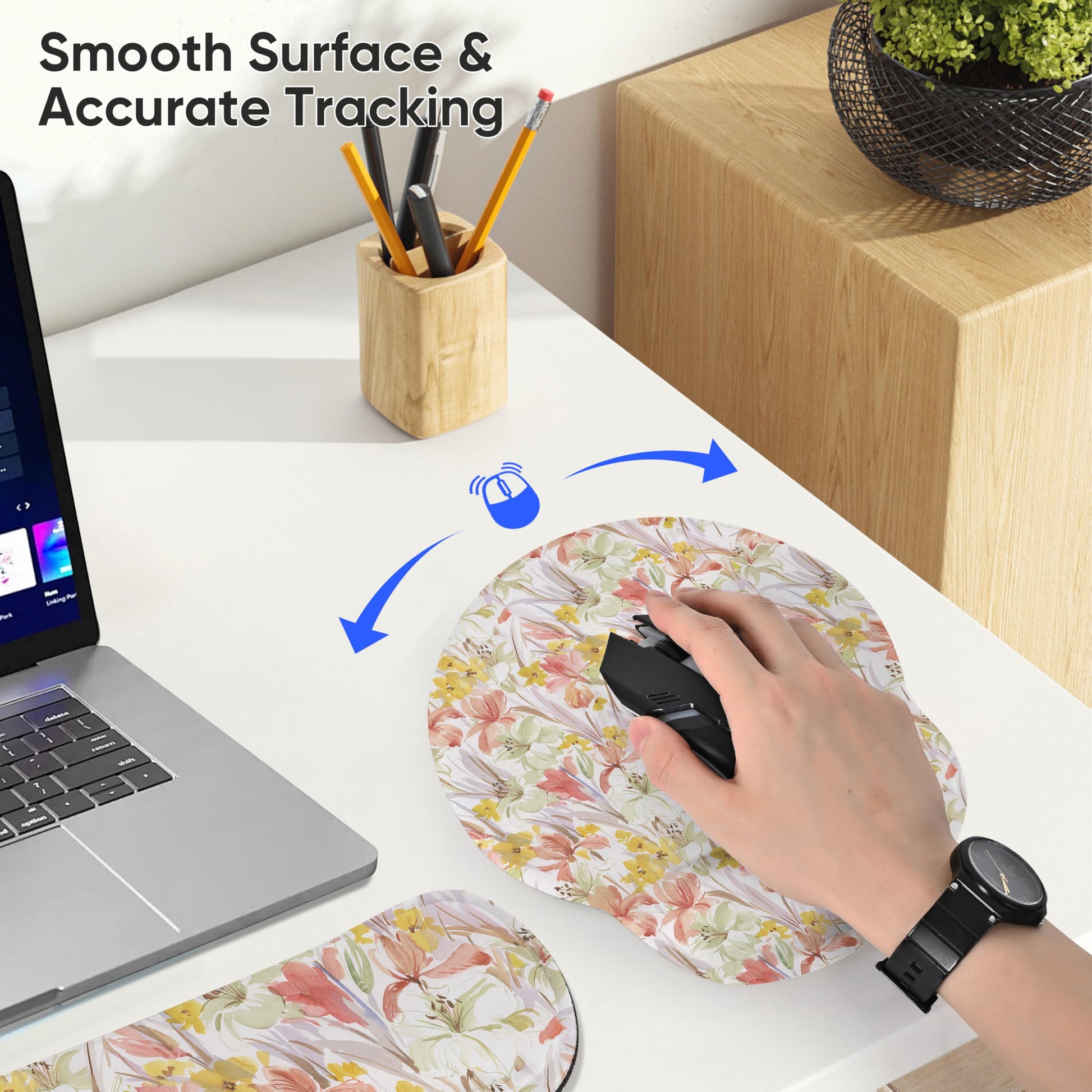 RICHEN Wrist Rest Support for Mouse Pad&Keyboard Set, 3-in-1 Computer Mousepad,Keyboard Wrist Rest