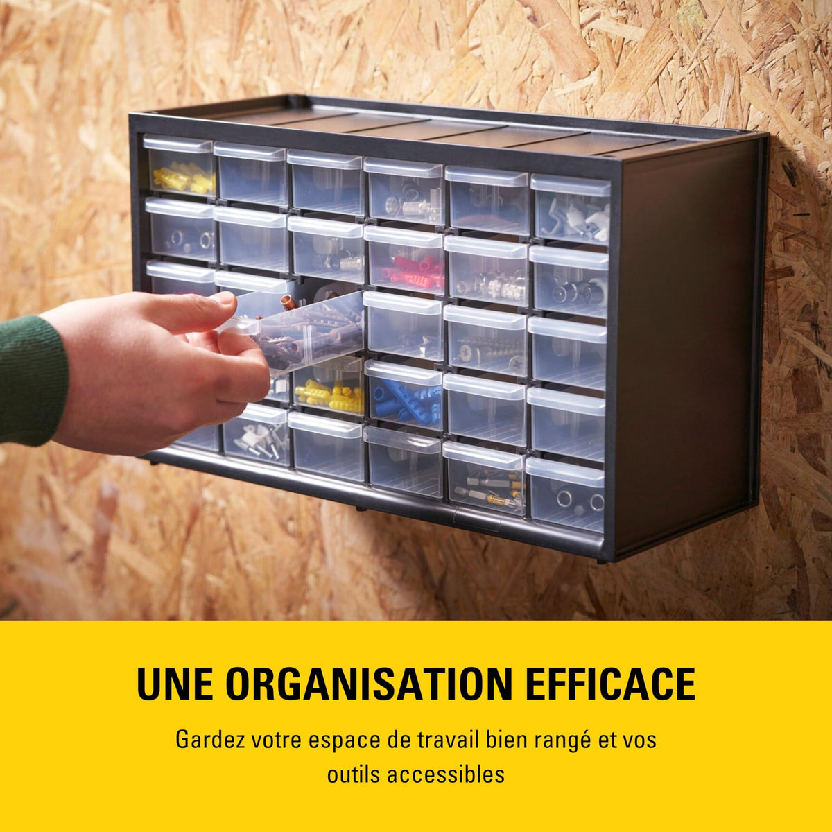 Stanley 1-93-980 Storage Box with compartments, Black/Transparent
