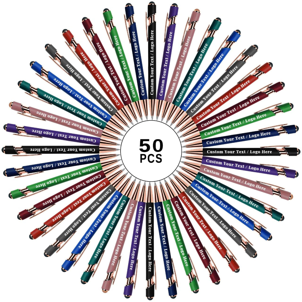 Personalized Pens Bulk, Custom Pens with Name/Logo, Customized Black Ink Ballpoint Gifts, Engraved