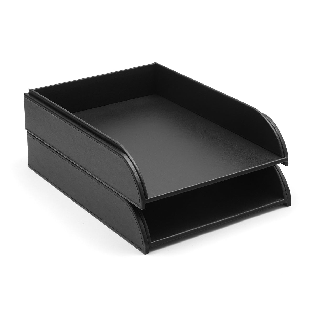 Osco Faux Leather Letter Tray - Black
