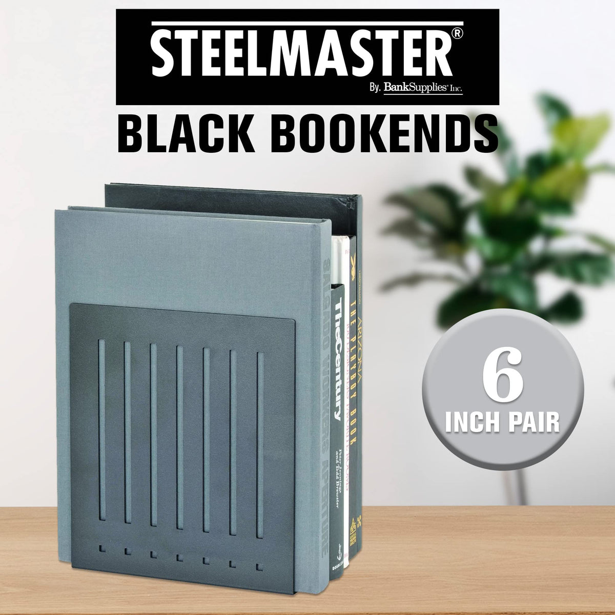 STEELMASTER by BankSupplies 6-Inch Heavy Duty Bookends | Scratch Resistant Finish | Heavy Gauge