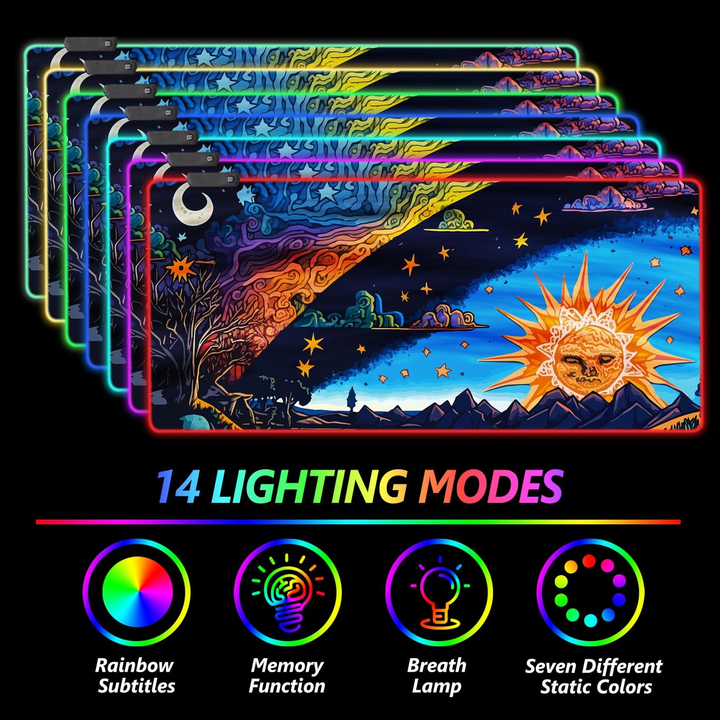 AIMSA Large Gaming Mouse Pad RGB, Keyboard Led Mousepad Extended 35.4 x 15.8 inch Non-Slip Rubber