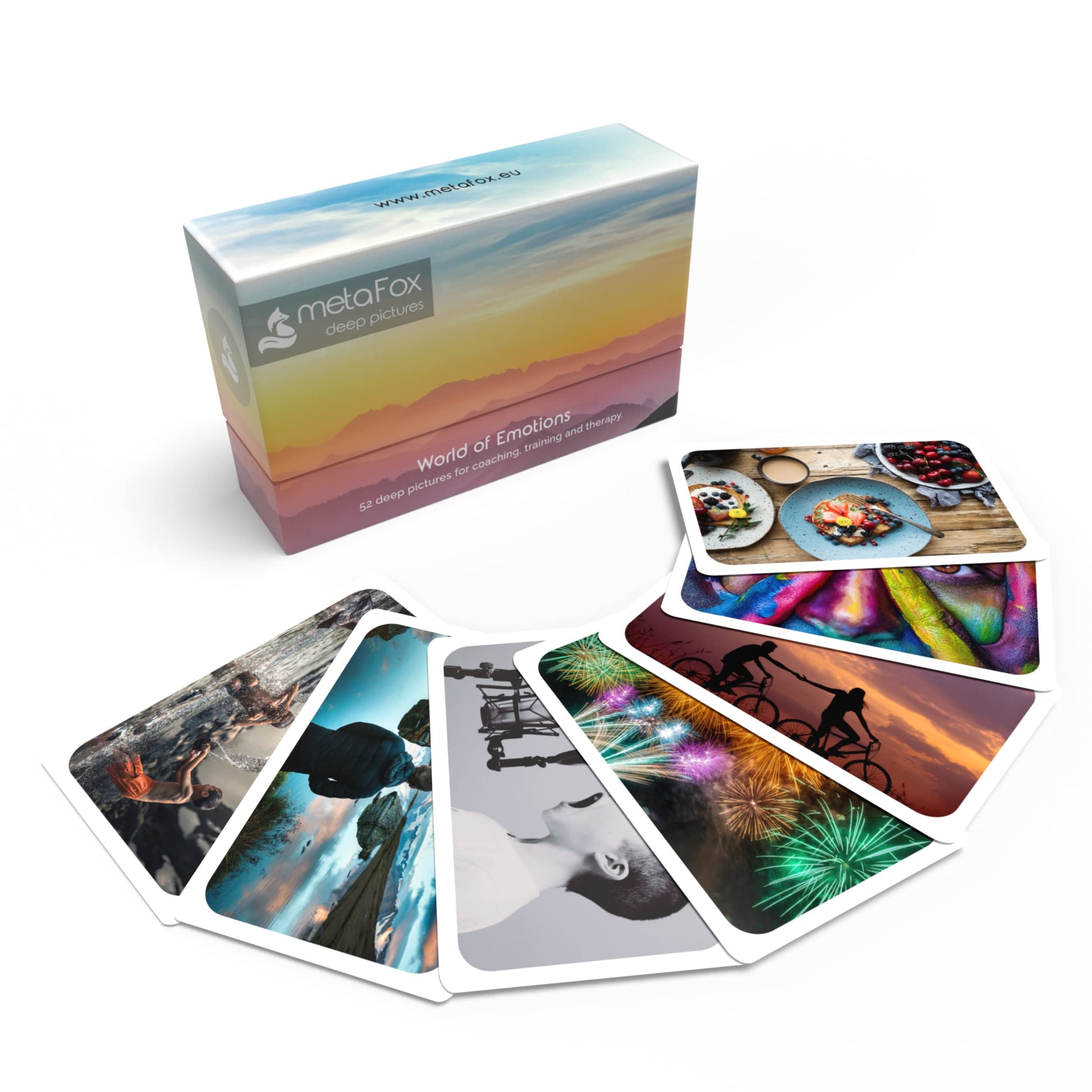 metaFox ‘World of Emotions’ Coaching Cards | 52 Picture Cards for Coaching & Therapy | Master Your