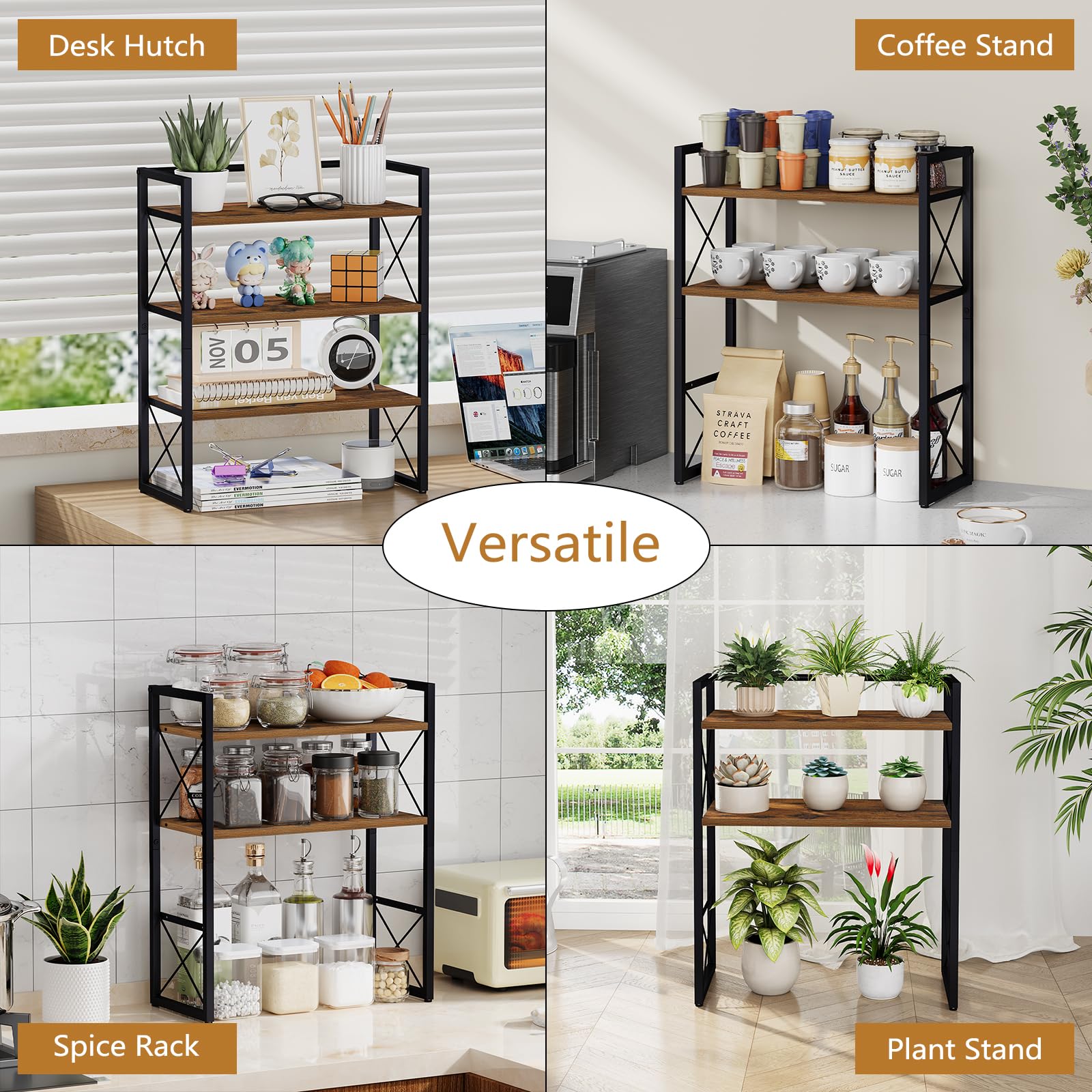YINMIT Desk Shelf Organizer for Top of Desk with 3-Tier Open Shelves