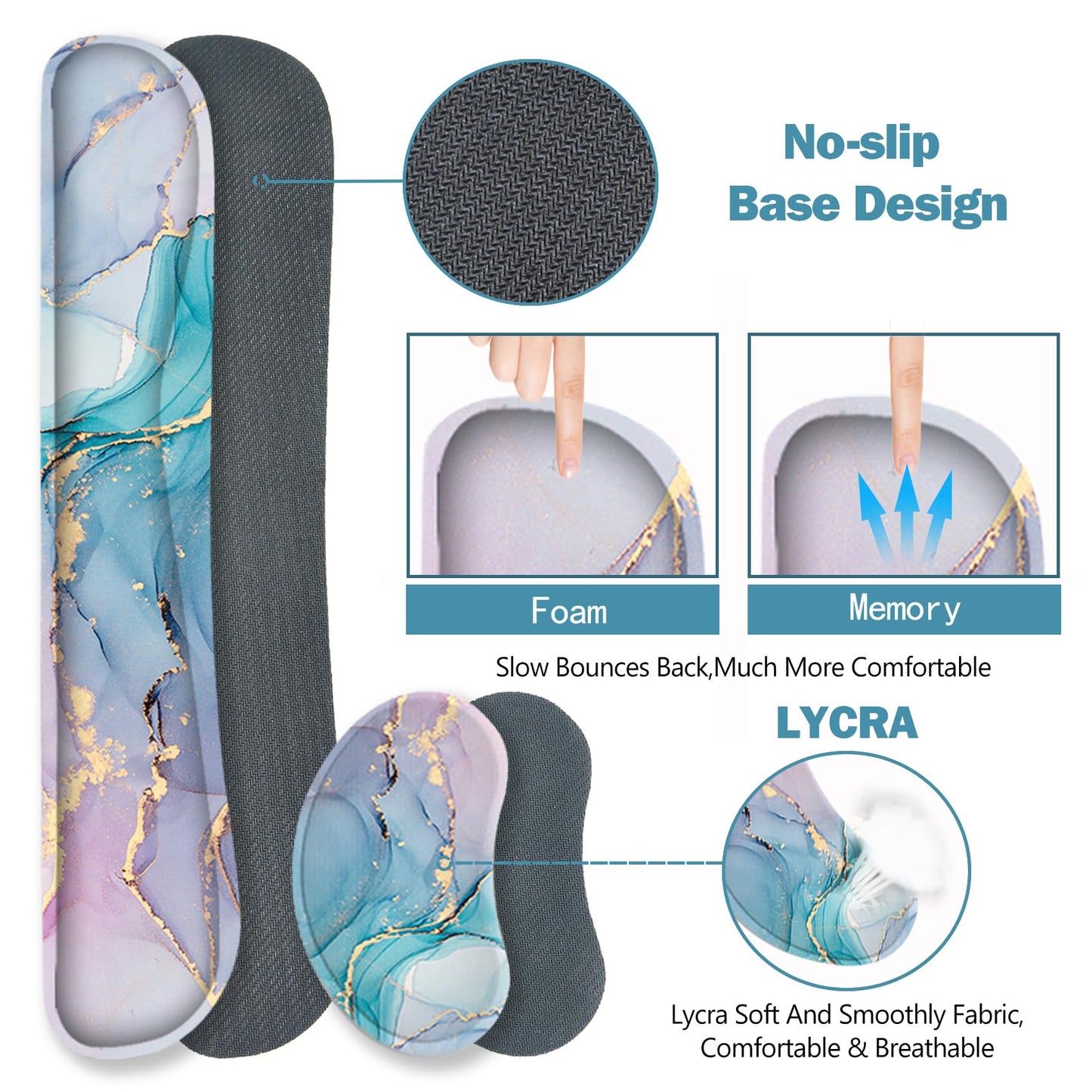 ToLuLu Extended Gaming Mouse Pad, Memory Foam Ergonomic Keyboard Mouse Wrist Rest Support Set